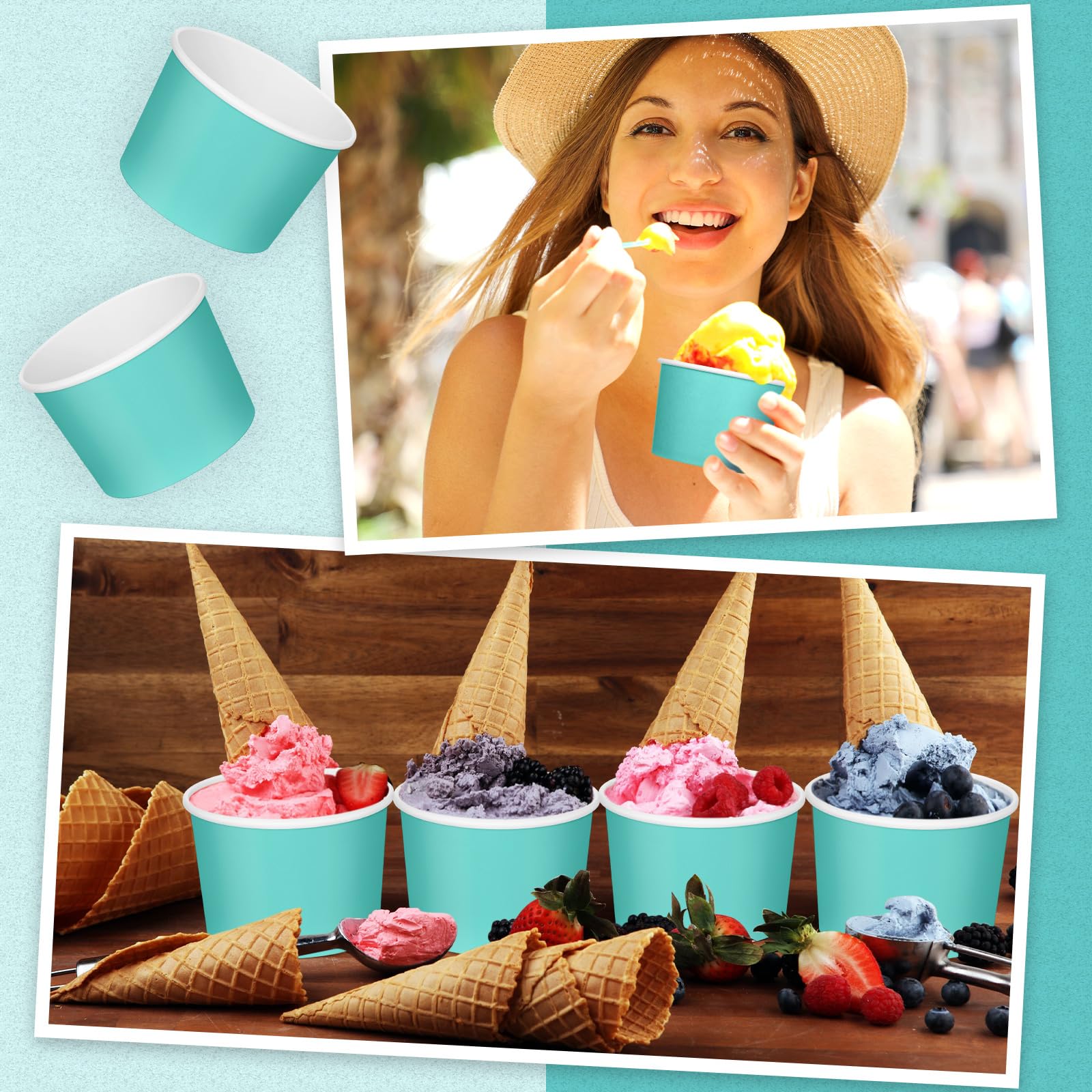 Nuenen 8 once Ice Cream Tazze di Carta Bulk Monouso Dessert Tazze Tazze di Carta Tinta Unita Ciotole da Dessert per Snack Sundae Bomboniere Estate Gelato Bar Forniture