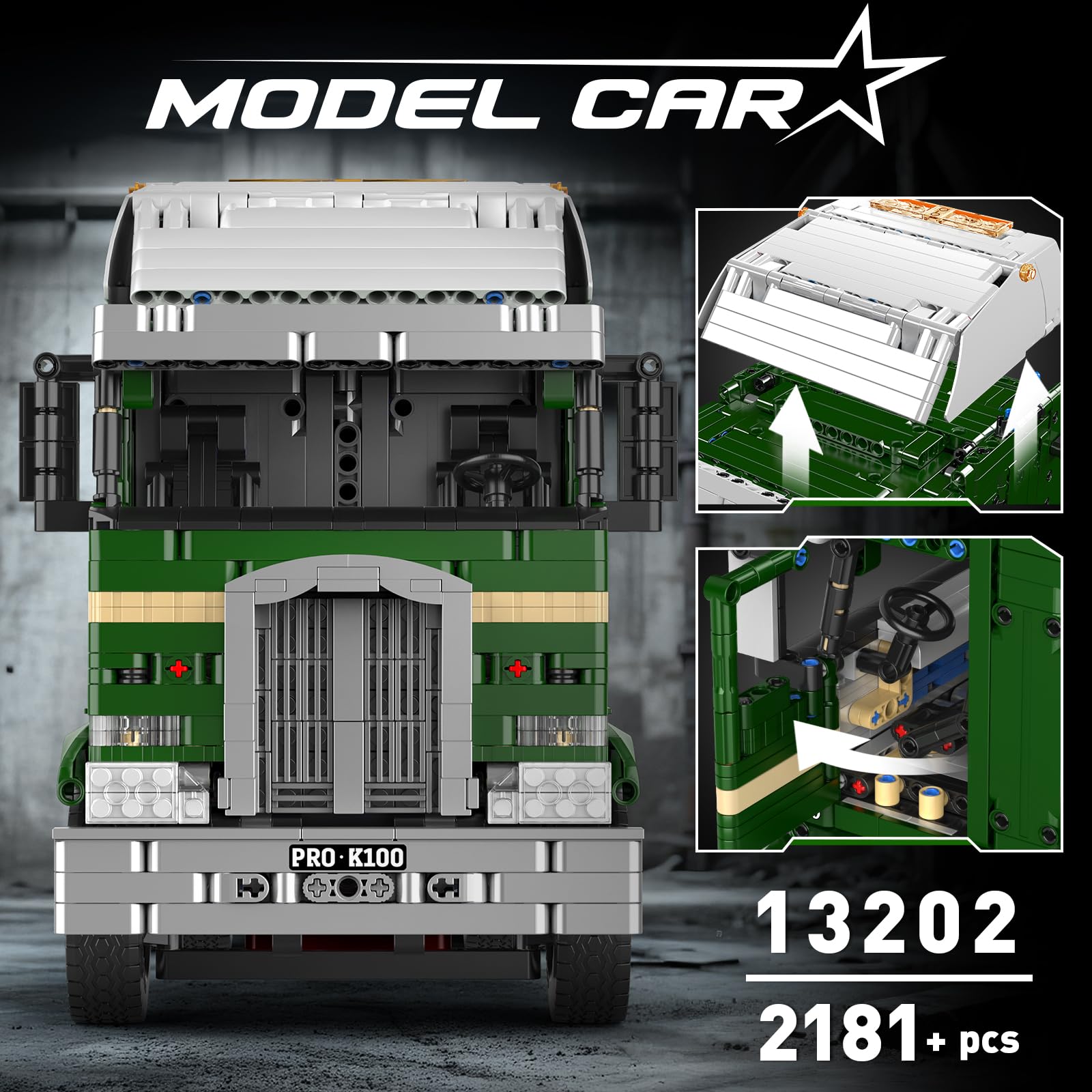 Mould King 13202 Technik LKW Bausatz, Car Modell mit über 2181 Bausteinen, Konstruktionsspielzeug für Jugendliche und Sammler