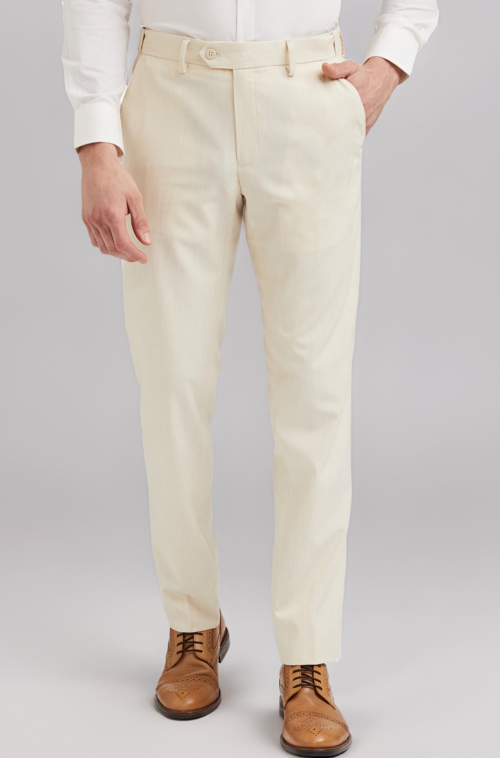 Men's Slim Fit Mid Rise Solid Formal Trouser