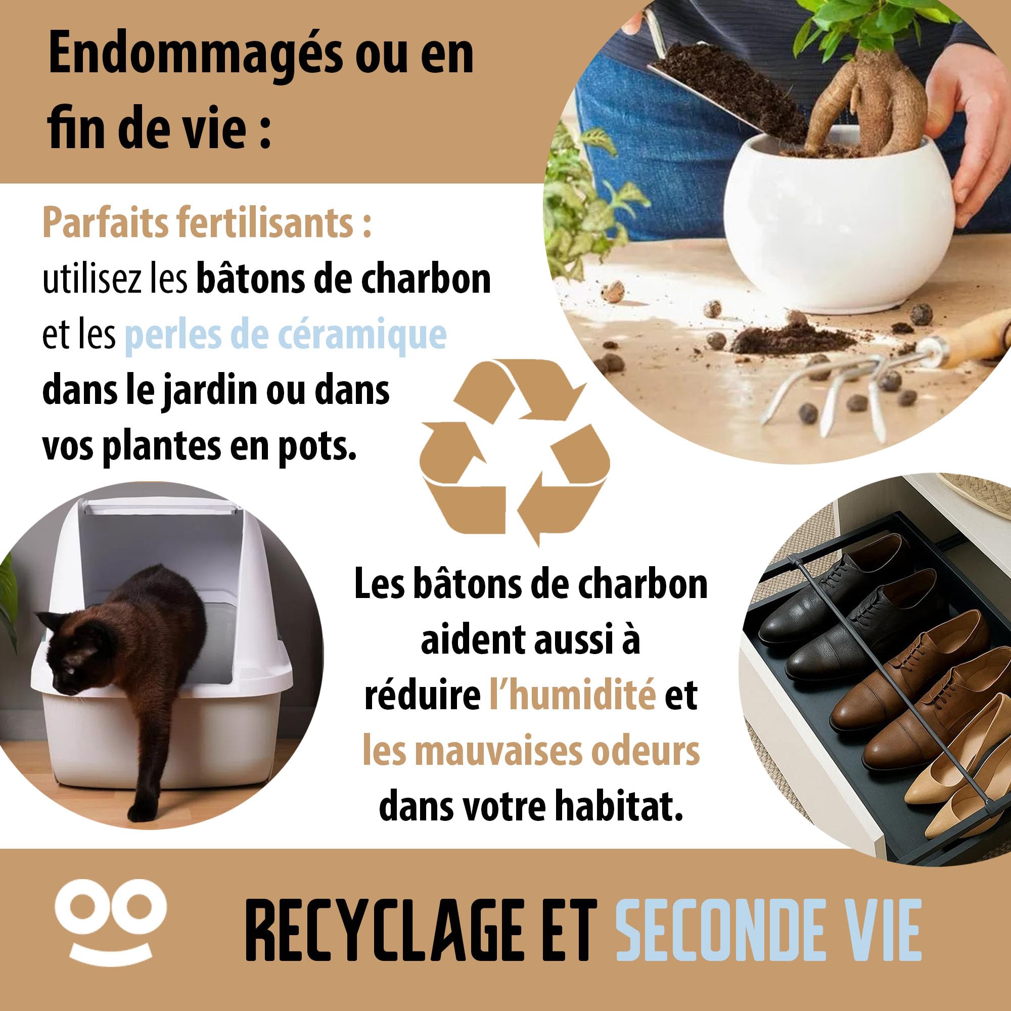 KHOOL - Kit Carafe filtration de l'eau en Verre et Inox + Bâtons Charbon de Bambou et Perles de Céramique - Purifie & améliore le goût de l’eau - Alternative Écologique - Origine France - 1L