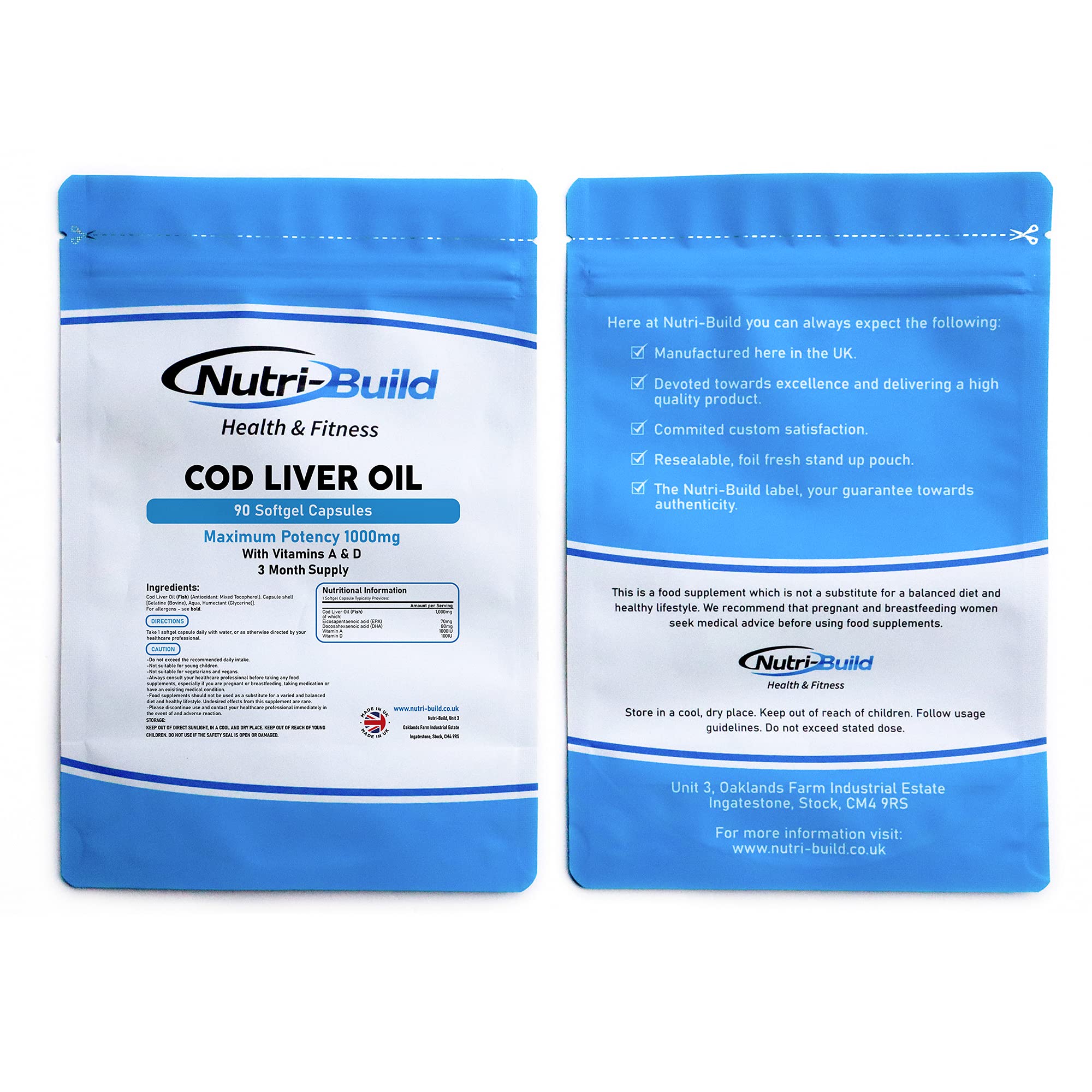 Cod Liver Oil Capsules 90 High Strength Omega 3 1000mg Capsules, 3