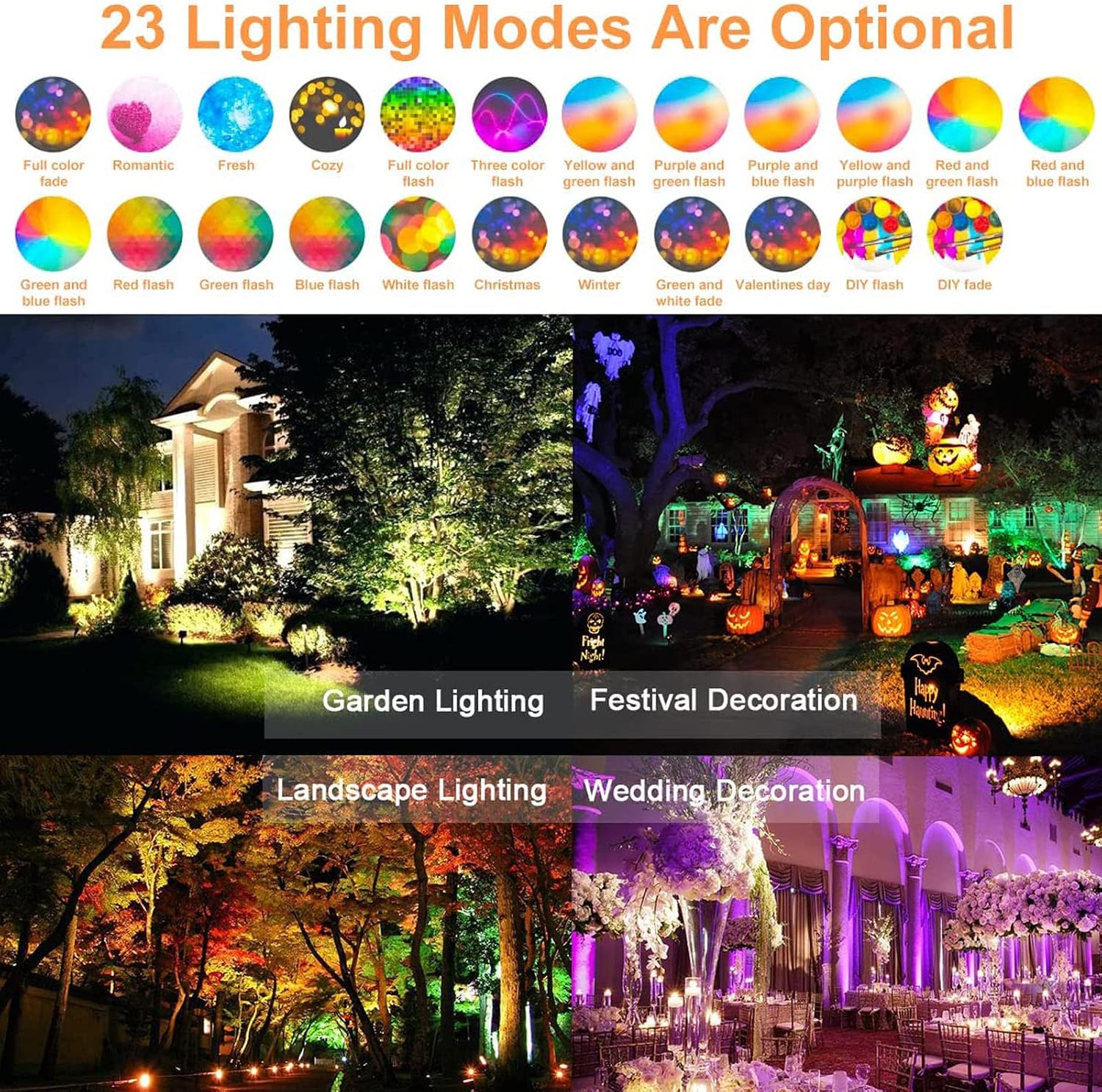Led Flood Lights Outdoor RGB Color Changing 300W Equivalent,Bluetooth RGBW Smart Floodlights with APP Control, 2700K&16 Million Colors &Timing& Music Sync,IP66 Waterproof for Stage Landscape Lighting
