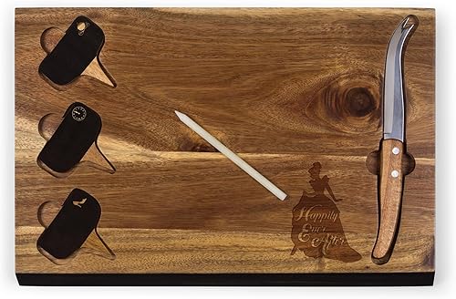 PICNIC TIME 833-00-512-043-12 Juego de tabla de queso y cuchillos Delio, tabla de charcutería, tabla de cortar con marcadores 15 x 10 x 0.8 pulgadas