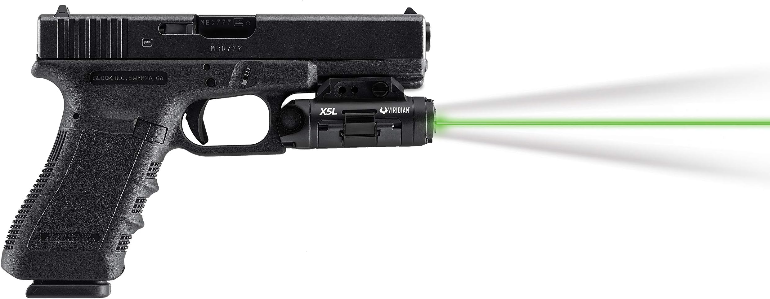 Viridian X5L Gen 3 Universal Green Laser Tactical Light (500 Lumens) Instant-ON, Removable Rechargeable Battery