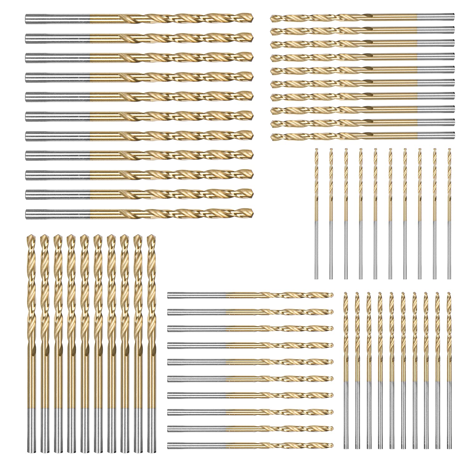 AugTouf Titanium Small Drill Bits Set (60 pcs), 4341 HSS 135° Micro Drill Bits for Wood, Metal, Steel, Plastic, Aluminum Alloy, 3/64"-1/8" - - 
