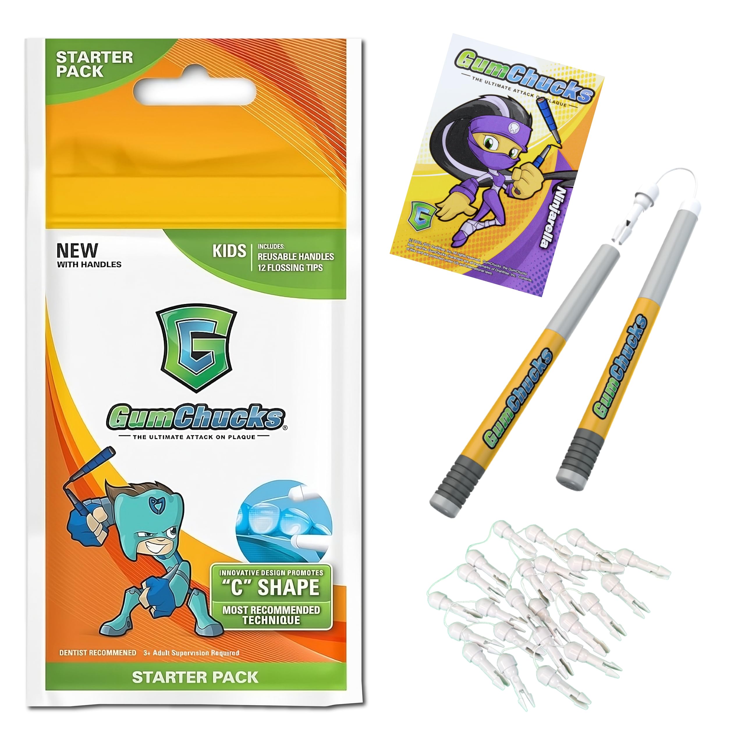 GumChucks Orthodontic Flossers Dental Floss, Floss for Braces, Brace Floss Picks, Gum Flossing Picks