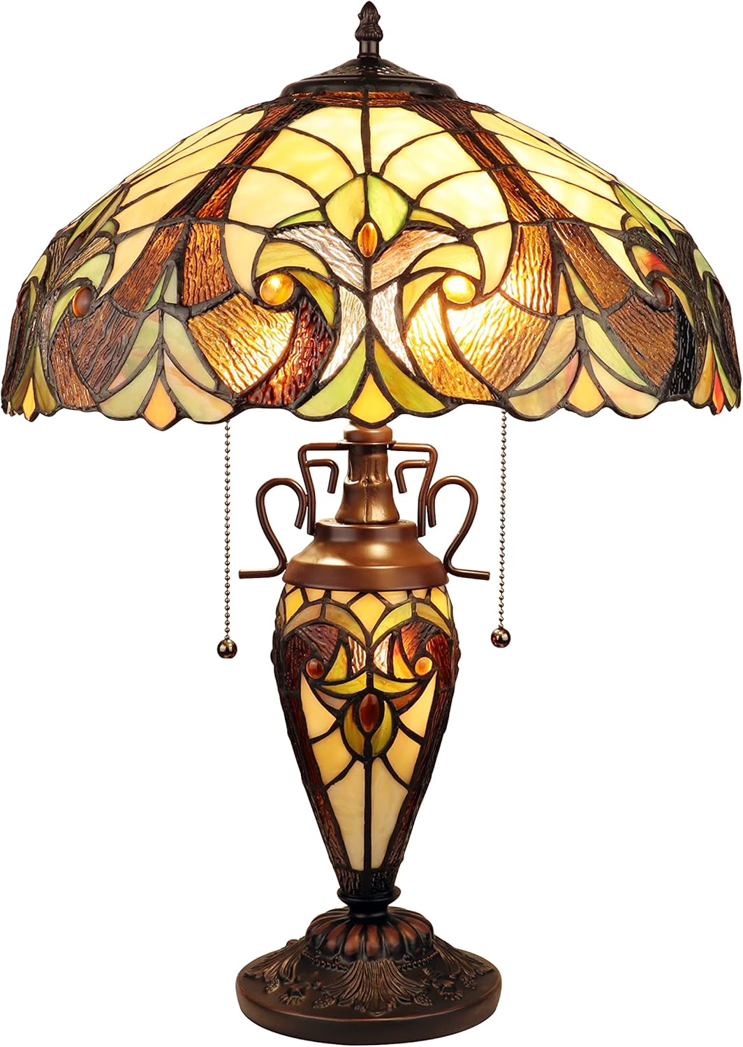 Radiance Goods Victorian-Style Antique Dark Bronze 3 Light Double Lit Table Lamp 16" Wide
