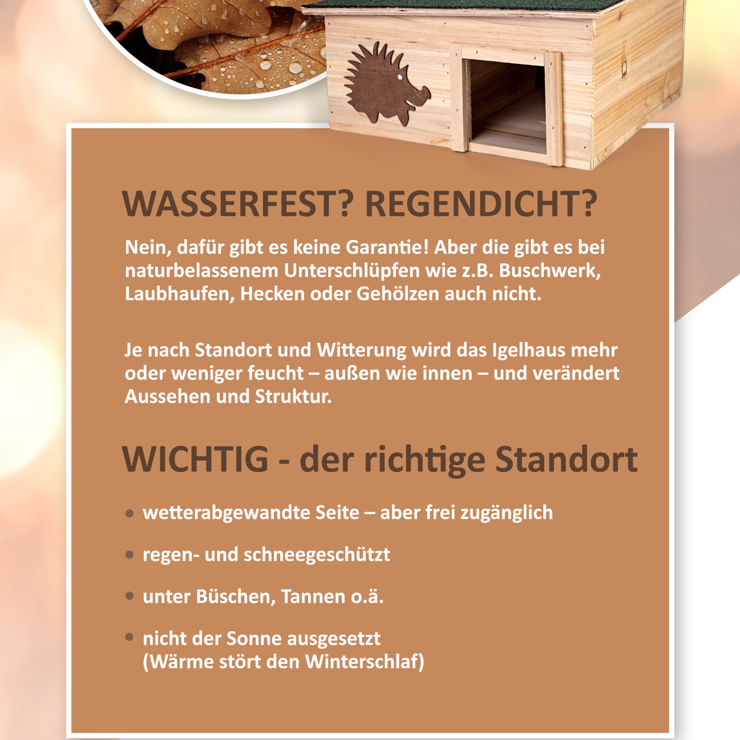 CULT at home Igelhaus Bausatz mit Boden aus Holz Höhe 22 cm - Igelhotel mit Labyrintheingang – Igelfutter Haus Igelhütte - Igel Schlafhaus Deko Garten