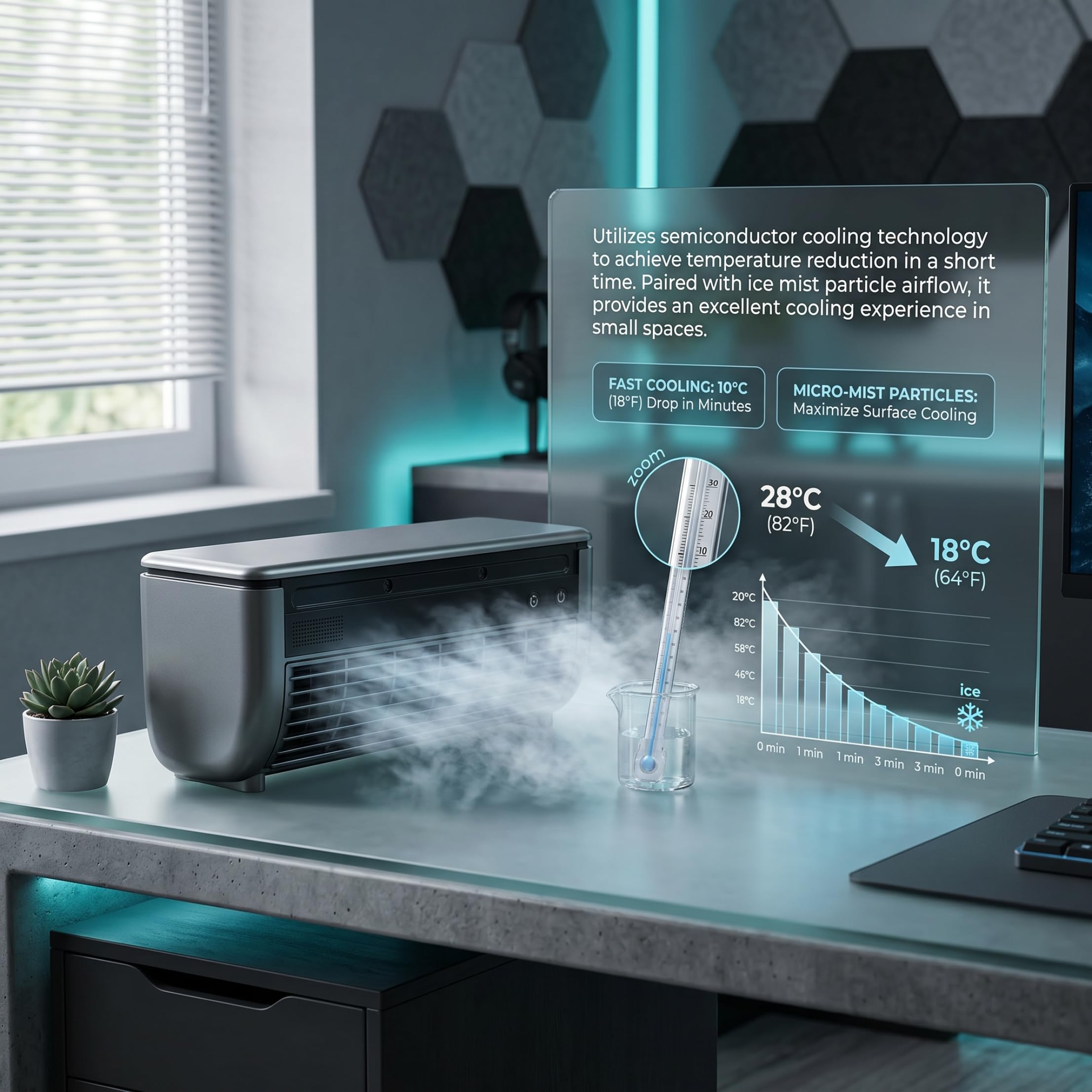 Ventilador de aire acondicionado, mini aire acondicionado portátil de 2 piezas, ventilador de refrigeración recargable por USB con niebla fría y 3 velocidades, control remoto, montaje en pared sin