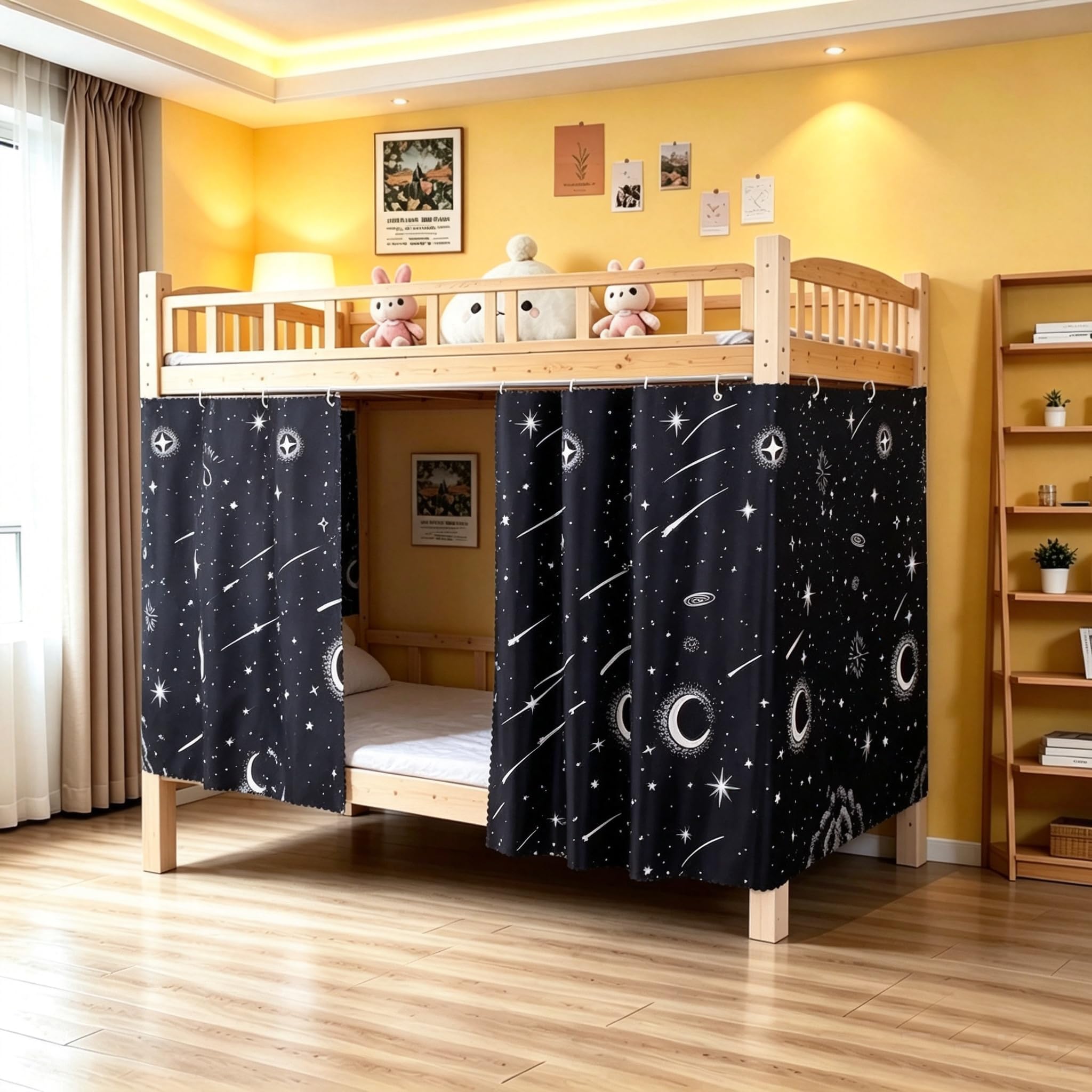Navhao 2 Panels,Bottom Bunk Bed Curtains Privacy Curtains Bed Canopy Tent Students Curtain Shading Nets for Single Bed