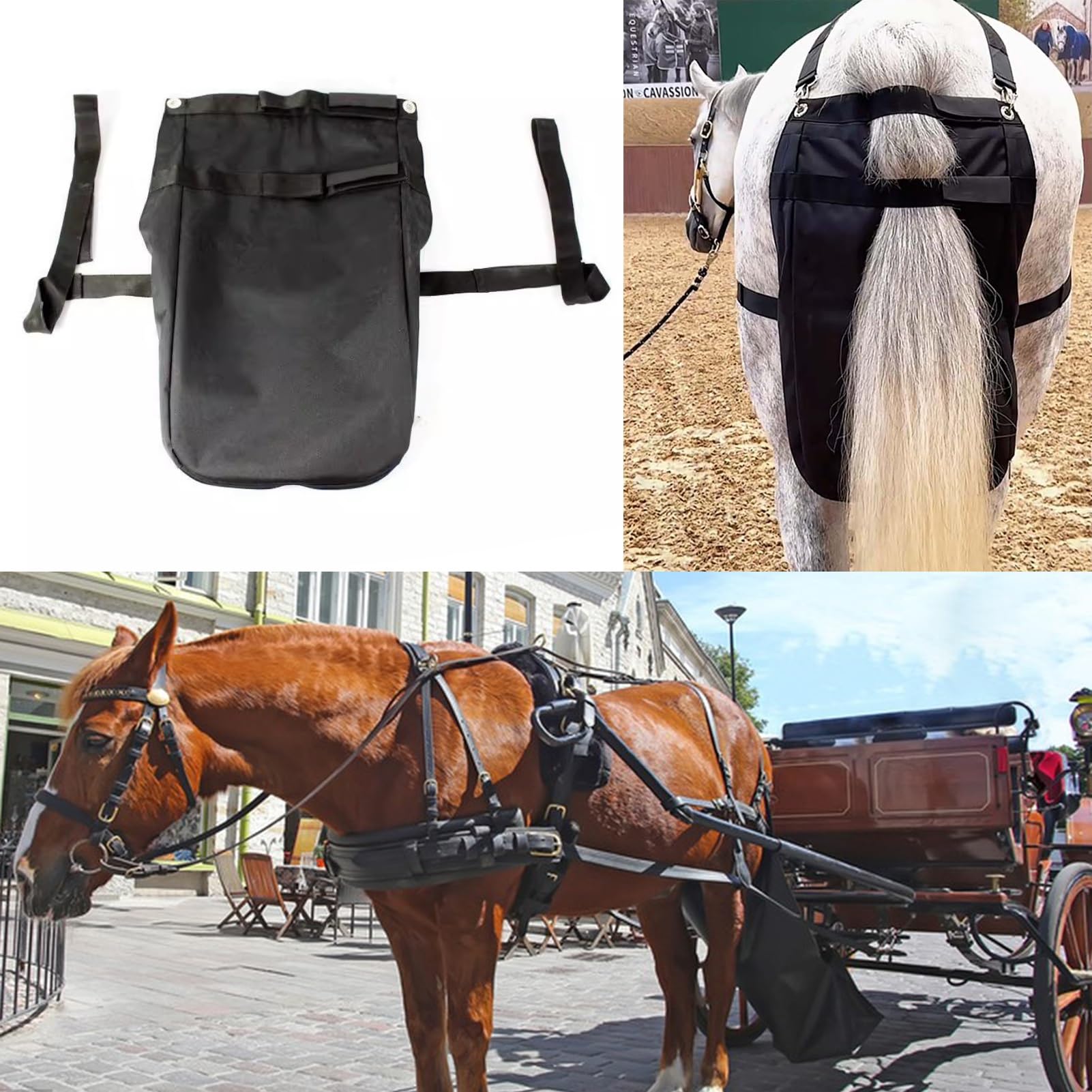Oxford Waterproof Horse Poop Bag, Mini Medium Large Horse Carriage Manure Bag, Easy Cleaning Horse Diaper Manure Bag for Riding Barn Saddle(L)