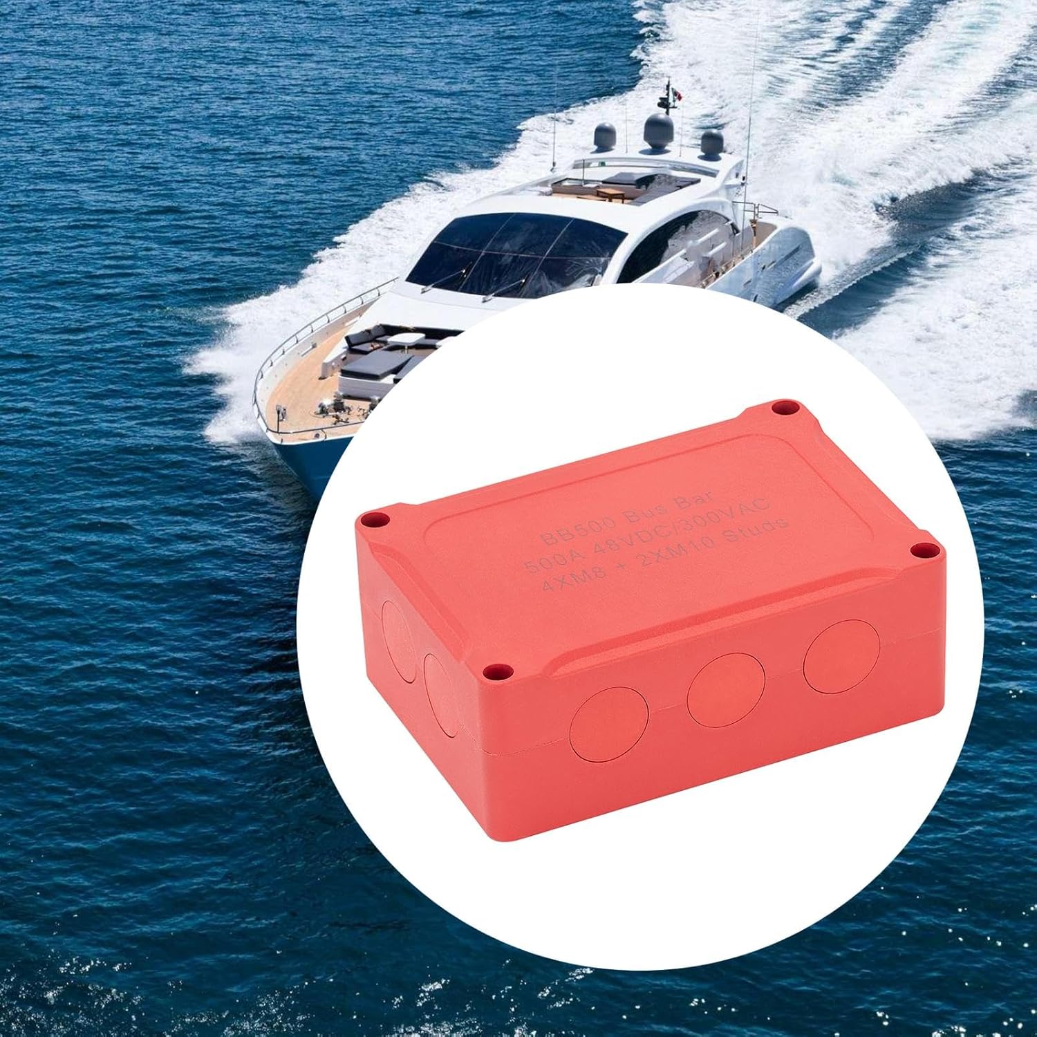 500A Bus Bar Waterproof Power Distribution Block Heavy Duty with, Red