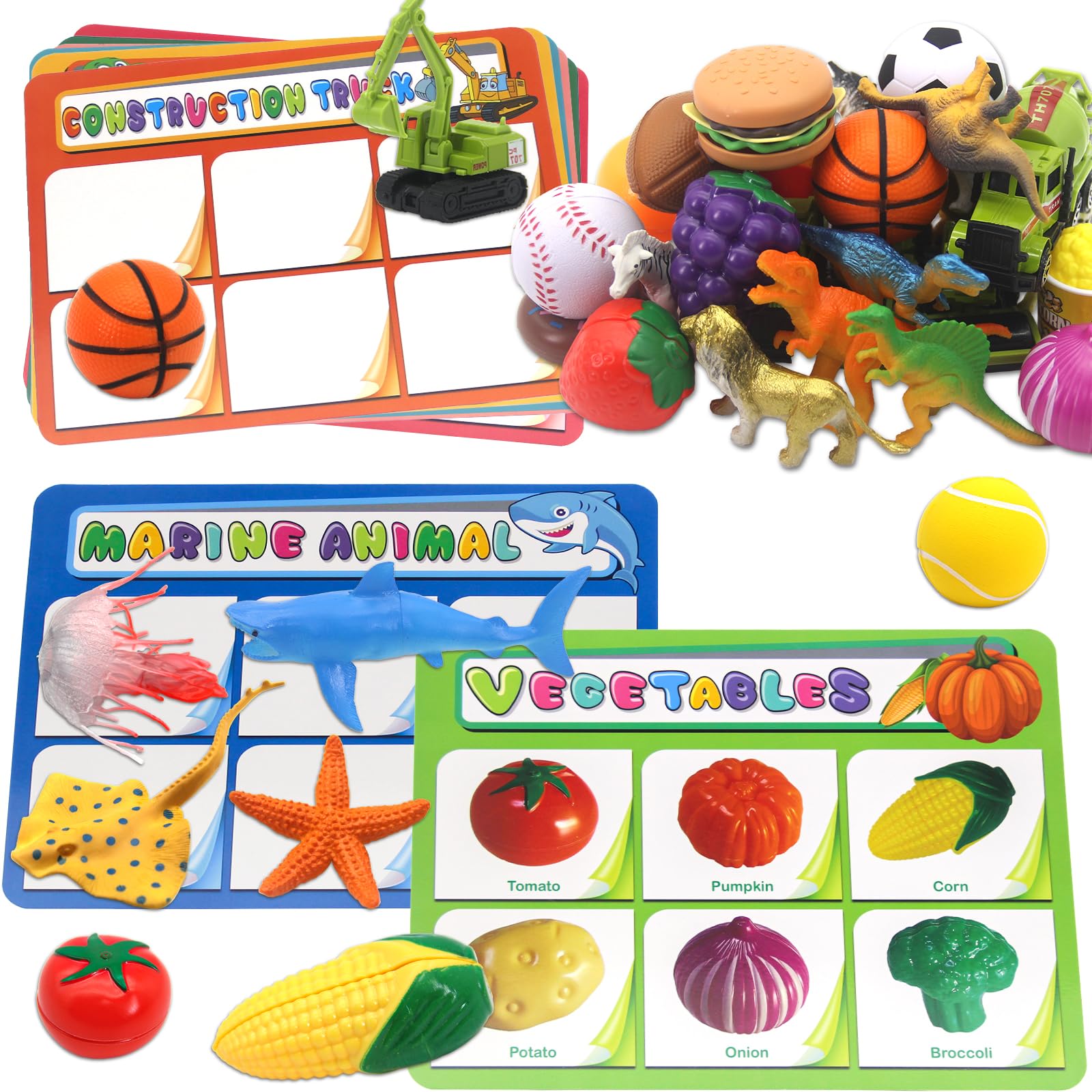 Sorting Toys for Toddlers, Montessori Toys for 3+ Years Old Kids, 57PCS Sorting Games Ideal Children Educational Toy for Developing Fine Motor, Cognitive, Counting Skills for Kids Girls Boys Ages 3-5