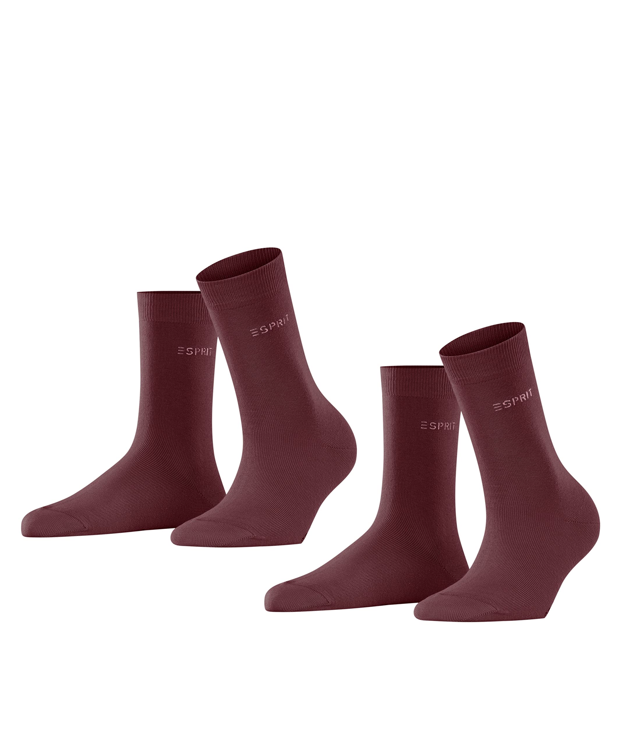 ESPRIT Damen Socken Uni 2-Pack W SO Baumwolle einfarbig 2 Paar, Rot (Shadow Red 8138), 35-38