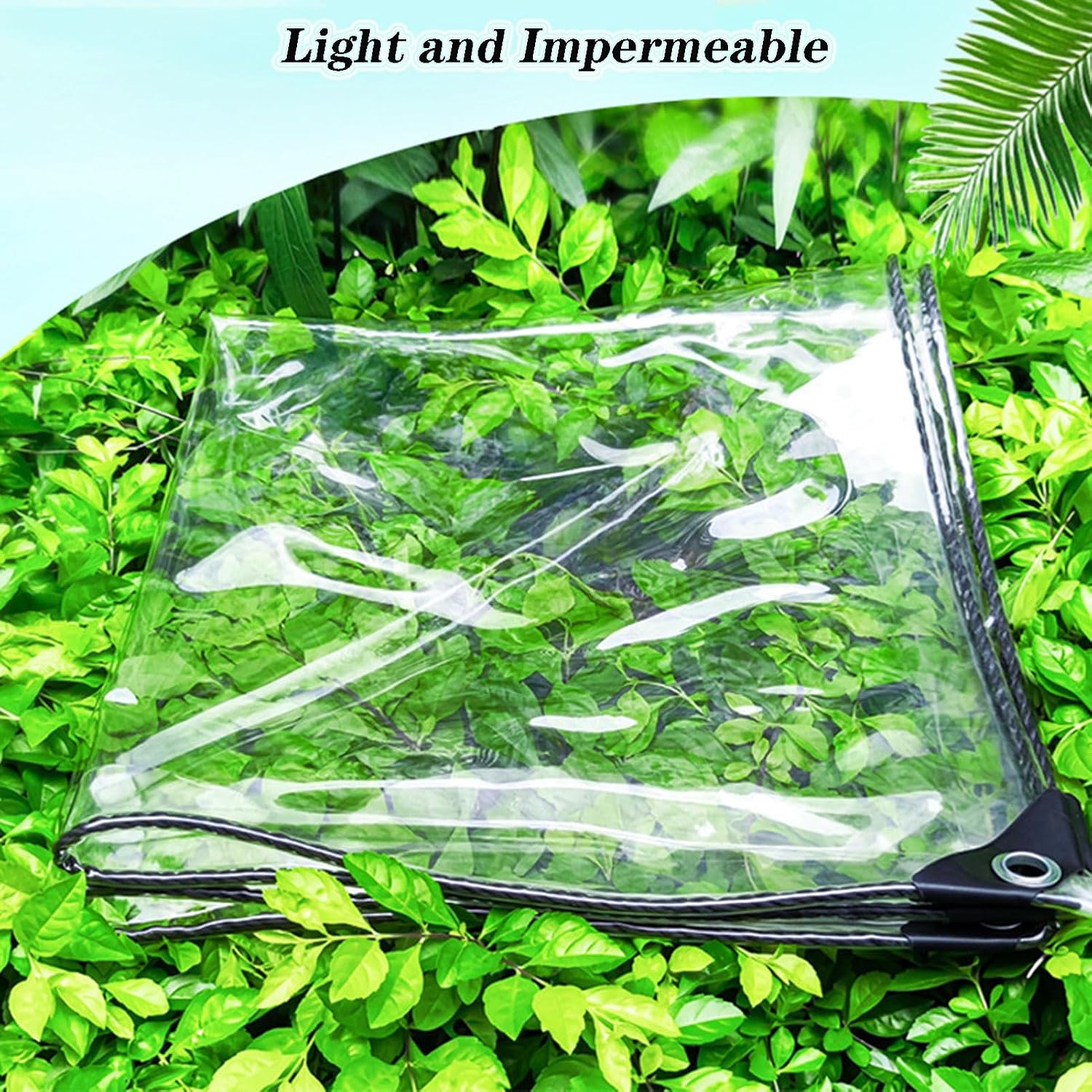 Transparent Waterproof Tarpaulin 3.3x5.0ft, Boat Tarps Covers with Grommets, Clear Vinyl Tarps for Patio, Clear PVC Tarp Rip and Tear Proof, Tarp Cover for Vehicle