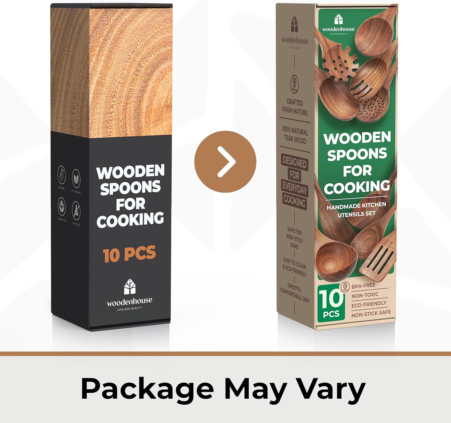 Wooden Spoons for Cooking – 10 Pc Teak Wood Utensil Set, Durable, Nonstick Safe & Heat Resistant with Ergonomic Handles - Image 2