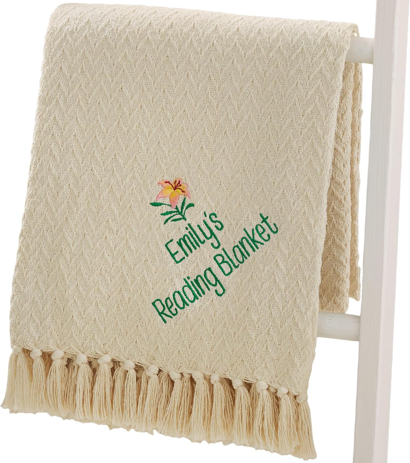 Personalization Universe Flowers for Her Embroidered Afghan