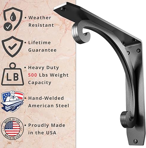 Miniatura 2 de Southern Charm - Soportes de acero resistente para repisa de chimenea, estante flotante, soporte de encimera, soldado a mano (paquete de 2) (10 x 10