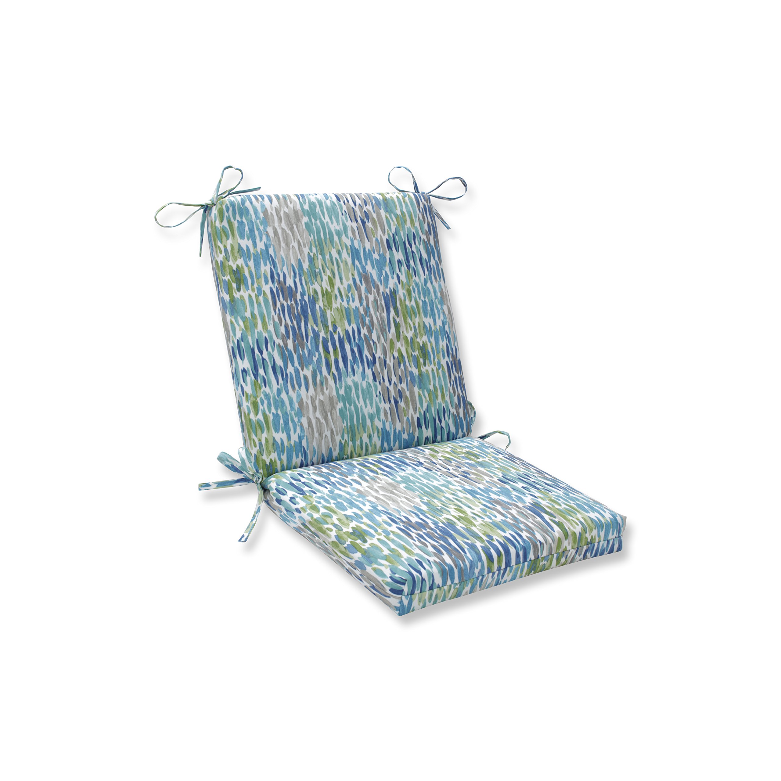 Pillow Perfect Outdoor/Indoor Make It Rain Cerulean Square Corner Chair Cushion, 36.5" x 18", Blue