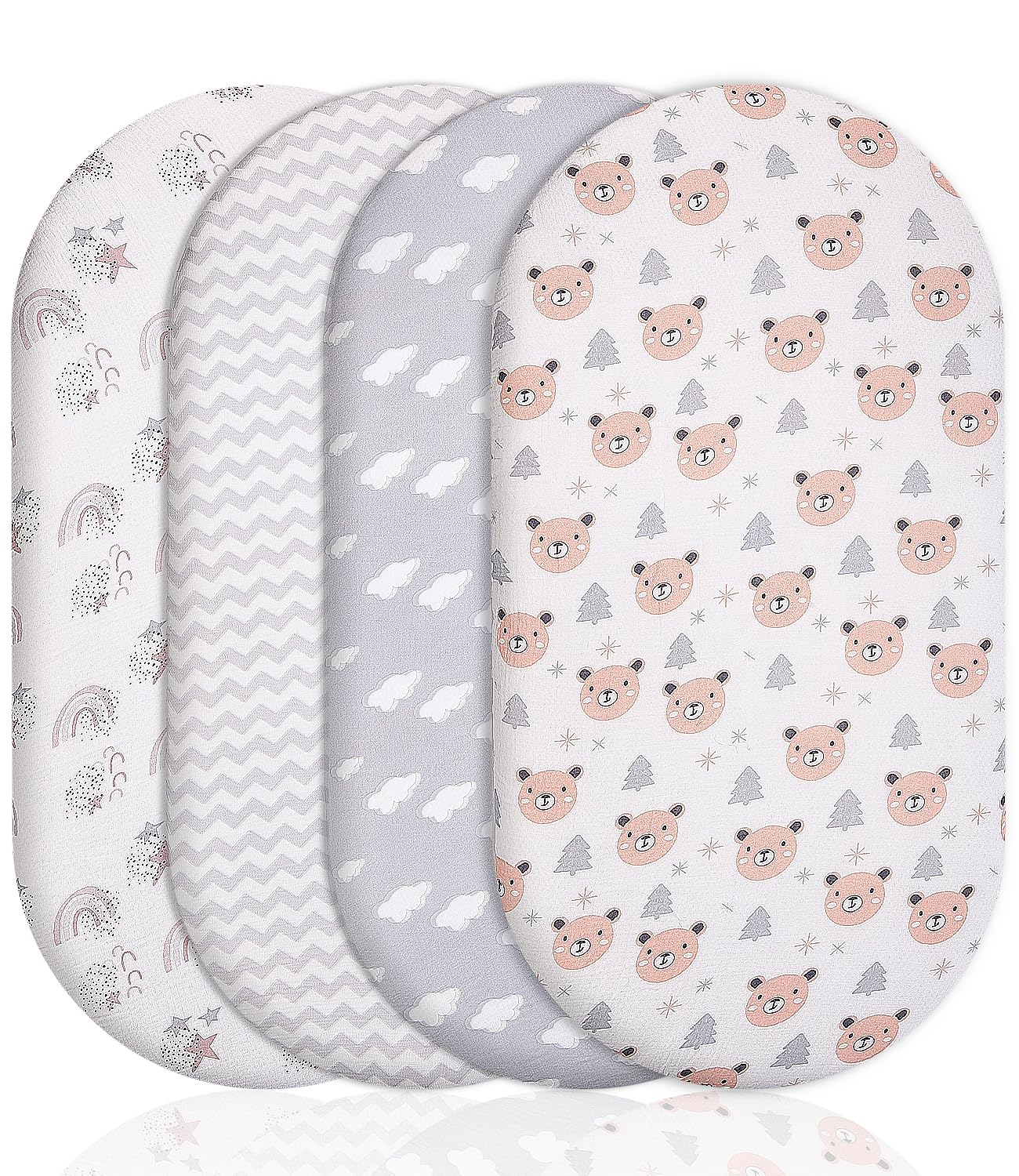 Lenzuolo per Neonati,Confezione da 4 Lenzuola Carrozzina Neonata 100% Cotone Mussola Lenzuola Culla Lenzuola per Carrozzina Materasso Culla Navicella Passeggino Mosè 83 X 43 CM