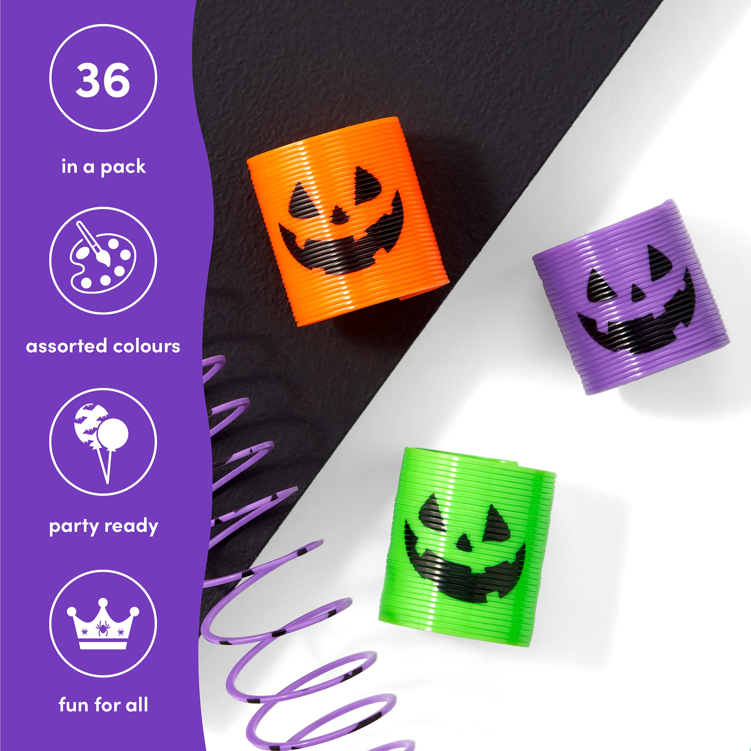 The Twiddlers - 36 Mini Halloween Magic Springs, Trick or Treat Party Toys Bag Fillers, Kids Game Prizes & Gifts