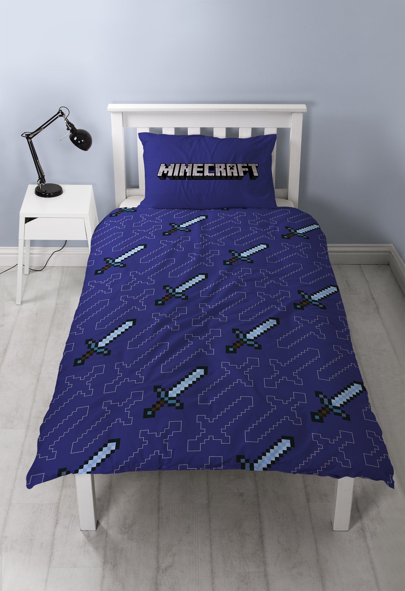 Minecraft Single Poly Reversible 2 In 1 Design Cotton Duvet Cover Set