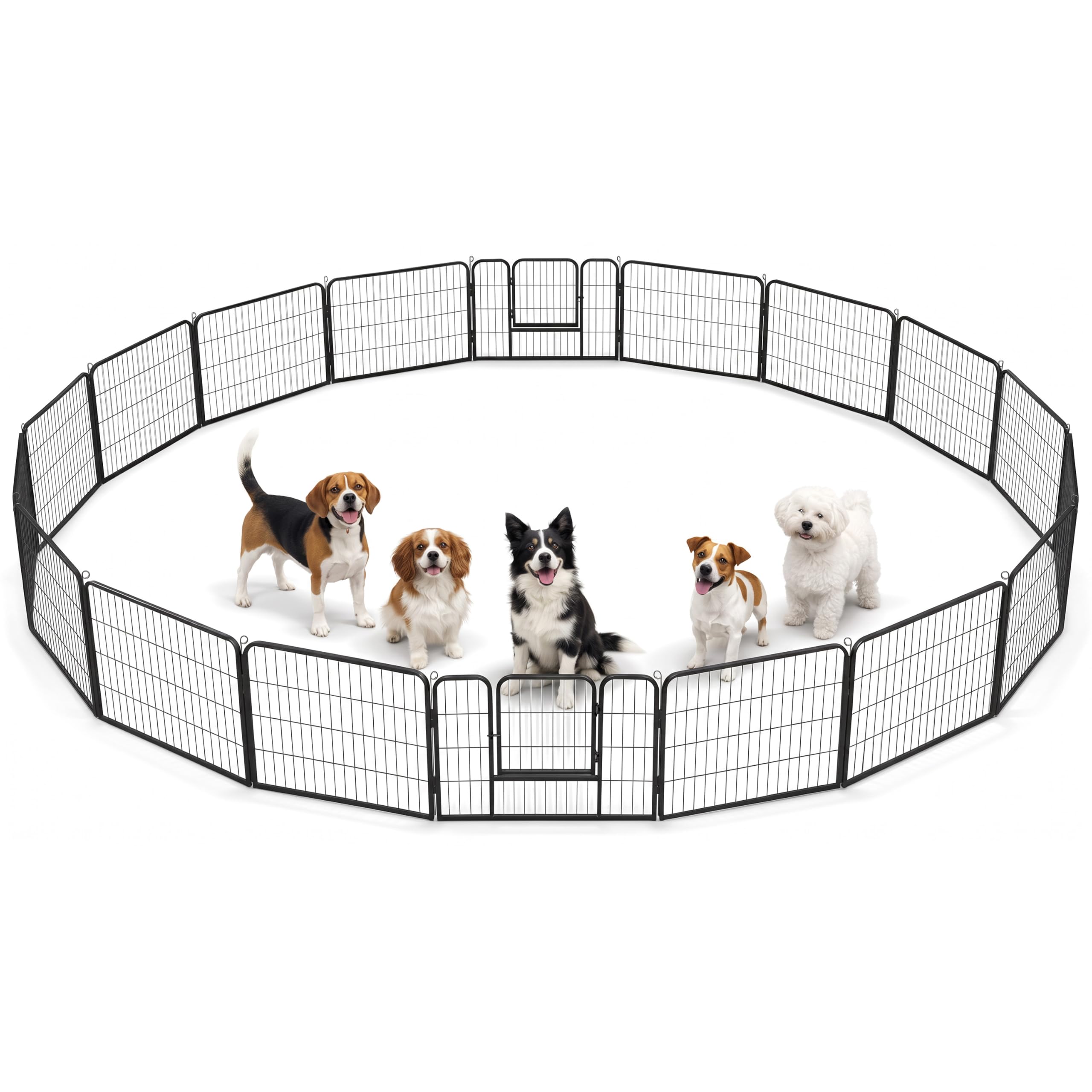 Crystals Metal Dog Playpen with Door 18 Panel, Heavy Duty Puppy Play Pen, Indoor Outdoor Pet Exercise Pen Fence for Small Medium Dogs, Rabbits & Small Animals, 60cm Height