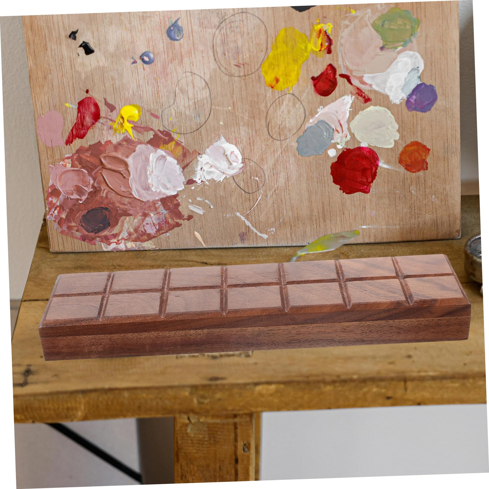 Operitacx Boîte De 4 Pièces Palette De Peinture Peindre Une Palette De Bois Conteneur De Pigments Vide Métallique Assiette Mixte De Couleurs en Étain avec Plastique