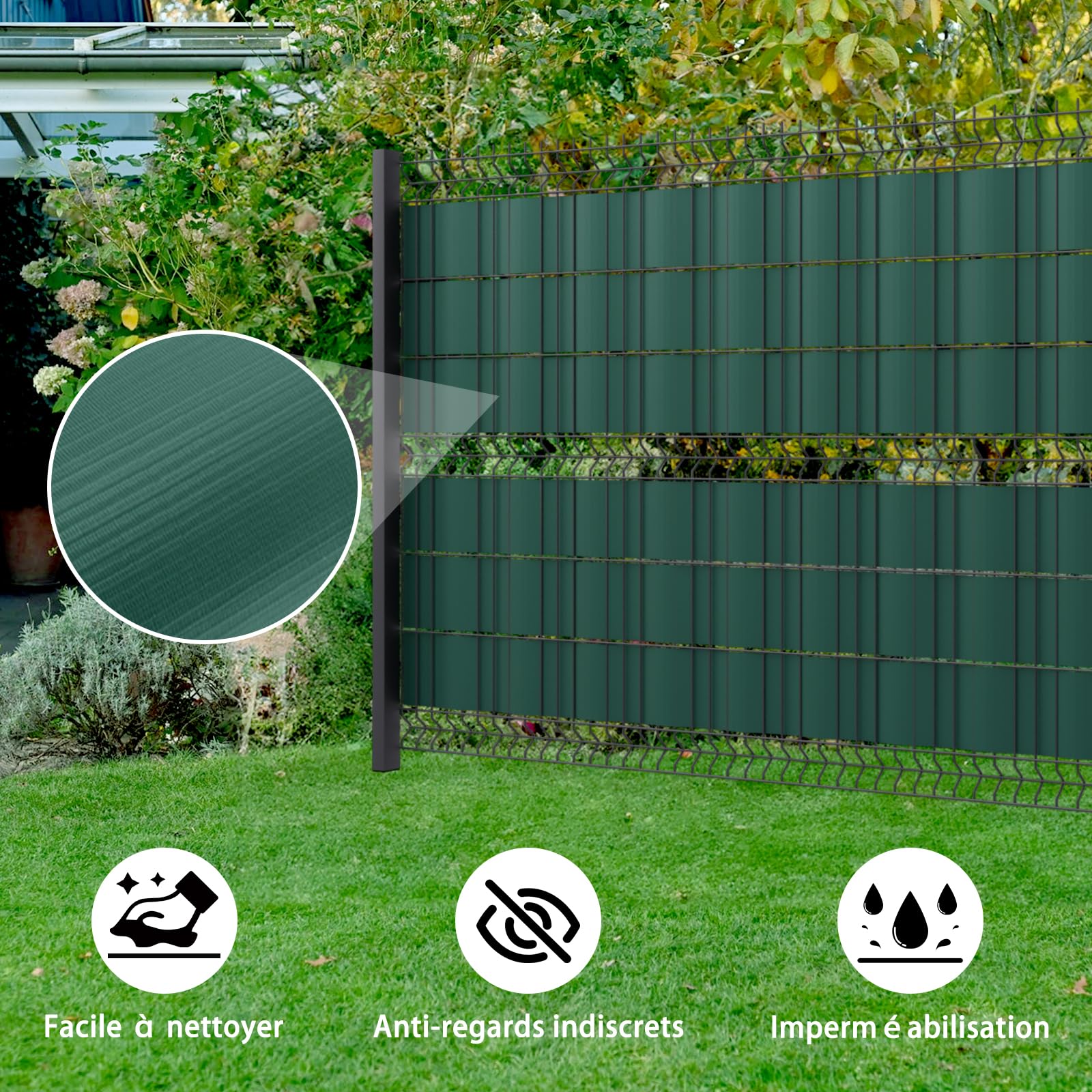 HENG FENG Brise Vue Jardin en PVC 70m x 19cm, Vert | Brise Vue pour Clôture 450g/m², Occultation Totale, Résiste UV & Intempéries, av.40 Clips, pour Jardin/Terrasse/Balcon