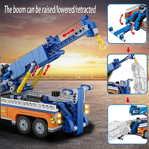 Miniatura 4 de City Crane - Juego de bloques de construcción de vehículos de construcción, 781 piezas compatibles con Lego, camión de remolque y remolque de