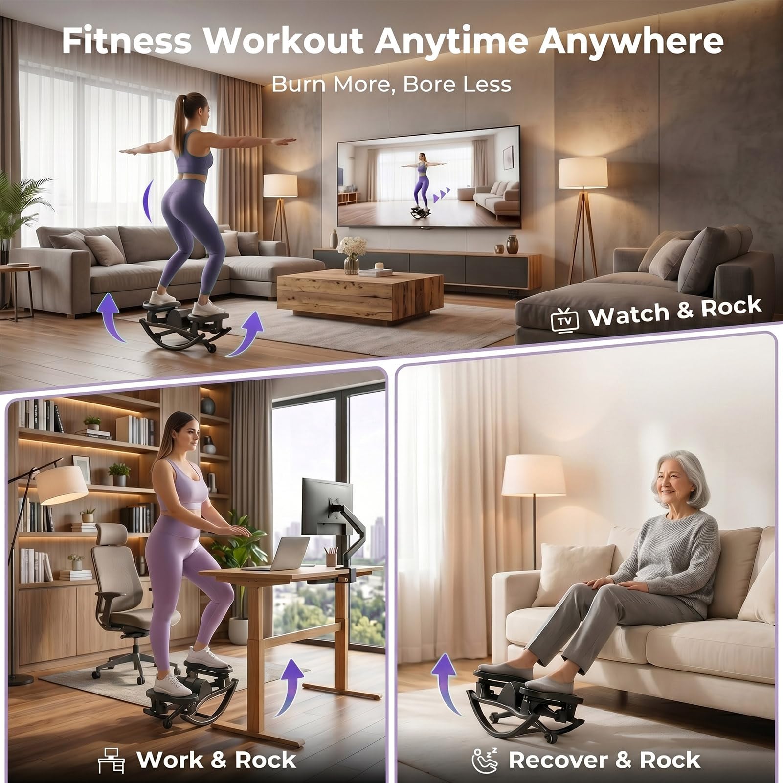 Upgraded Rock Stepper Fitness Casa, Movimento Laterale Mini Twist Stepper Silenzioso Delicato Sulle Articolazioni per Fianchi, Gambe, Glutei