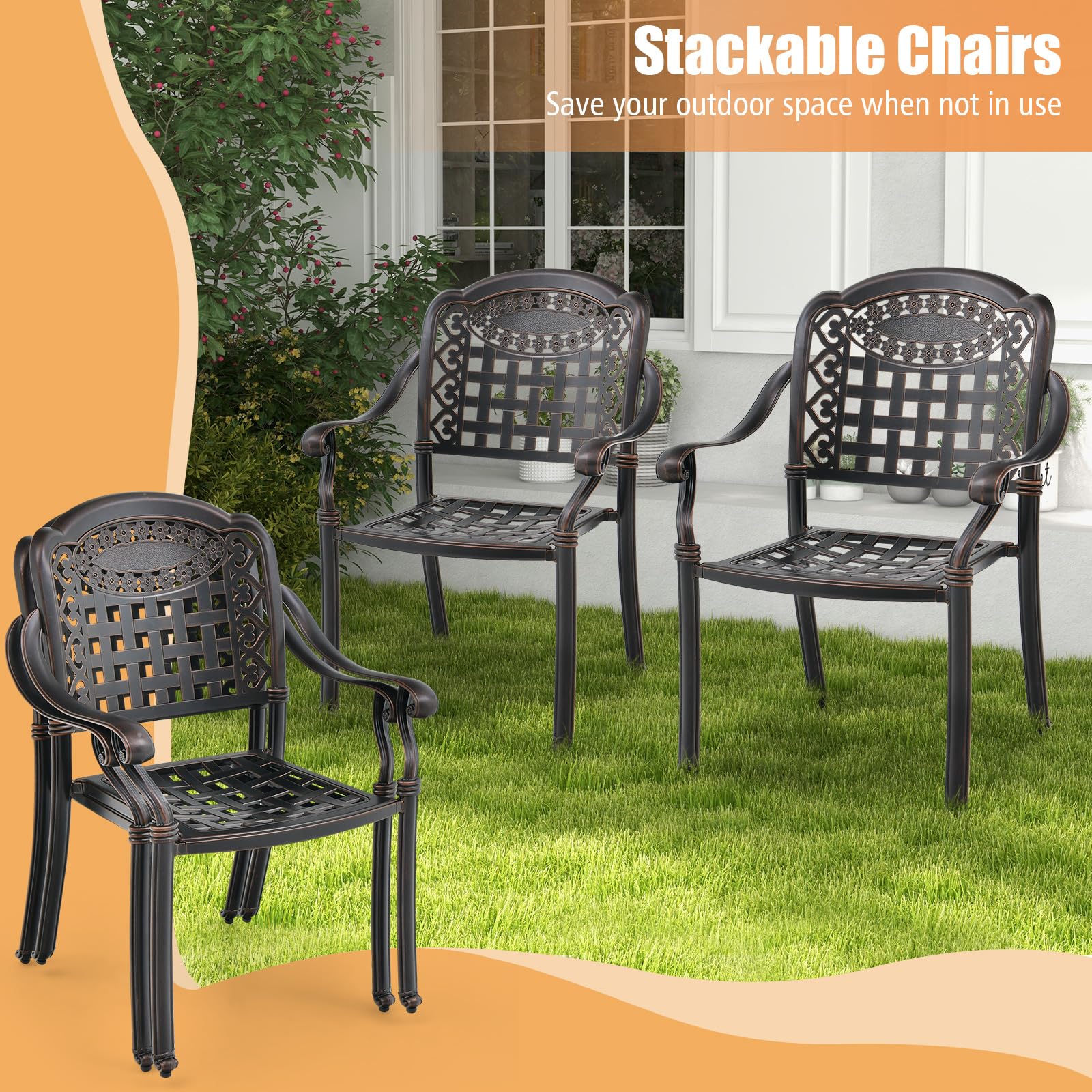 cast aluminum stackable patio chairs