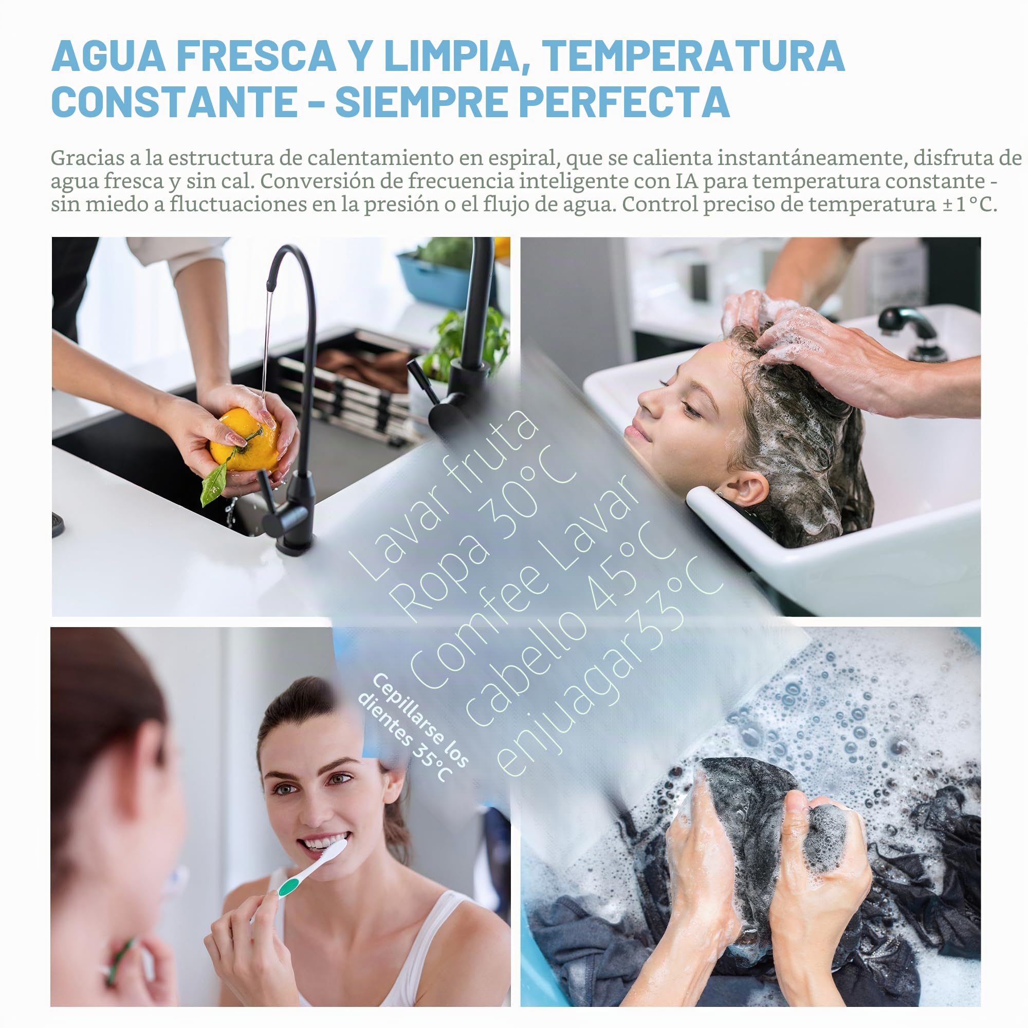 COMFEE 'CWH3.5EA1W Mini calentador de agua de 3,6 kW para lavabo de mano, calentador de agua eléctrico pequeño de 230 V, bajo mesa, control electrónico, resistente a la presión, calentamiento
