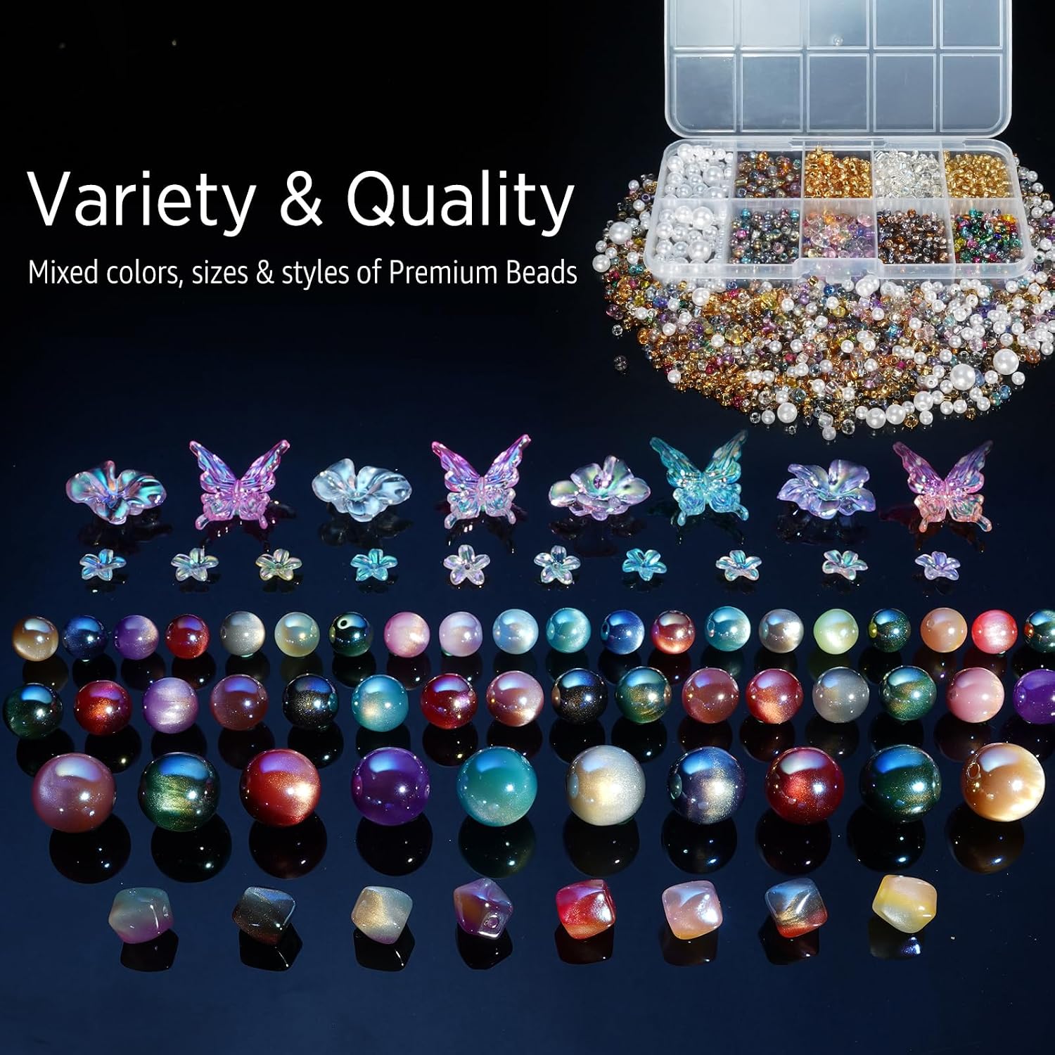 LuCastte Jewelry Making Kit,Resin Cat's Eye Beading Kit for Bracelets Necklace Jewelry Bag Charm Keychain Making,1600pcs Beginner Bead Kit with Seed Beads,Tools,Guide & Bead Board, Gift for Girls