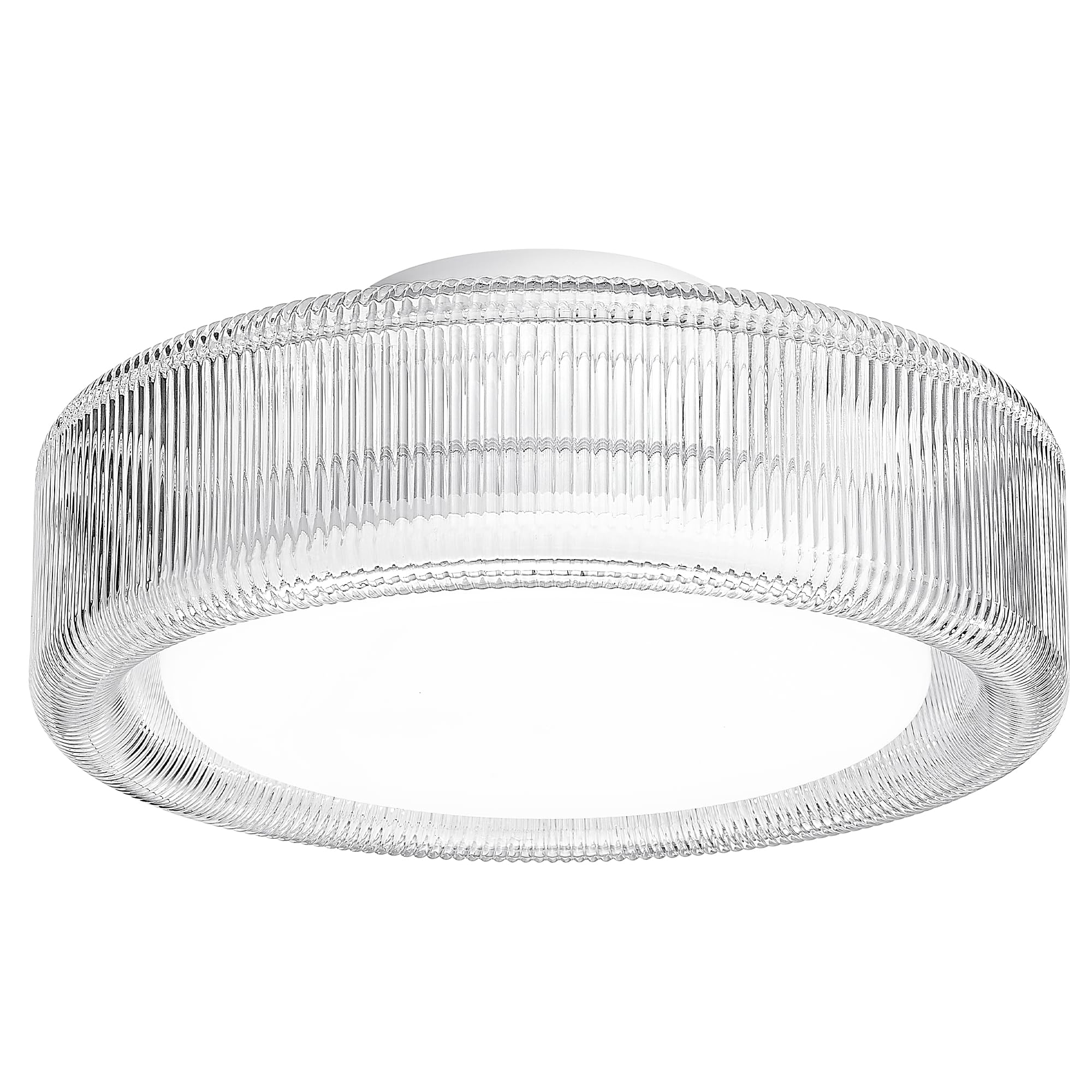 Photo 1 of FEMILA LED Ceiling Light Fixture, 12" Flush Mount Ceiling Light with Ribbed Glass, for Kitchen, Hallway, Bedroom, 6500K Daylight White, 4FSE104F WH
