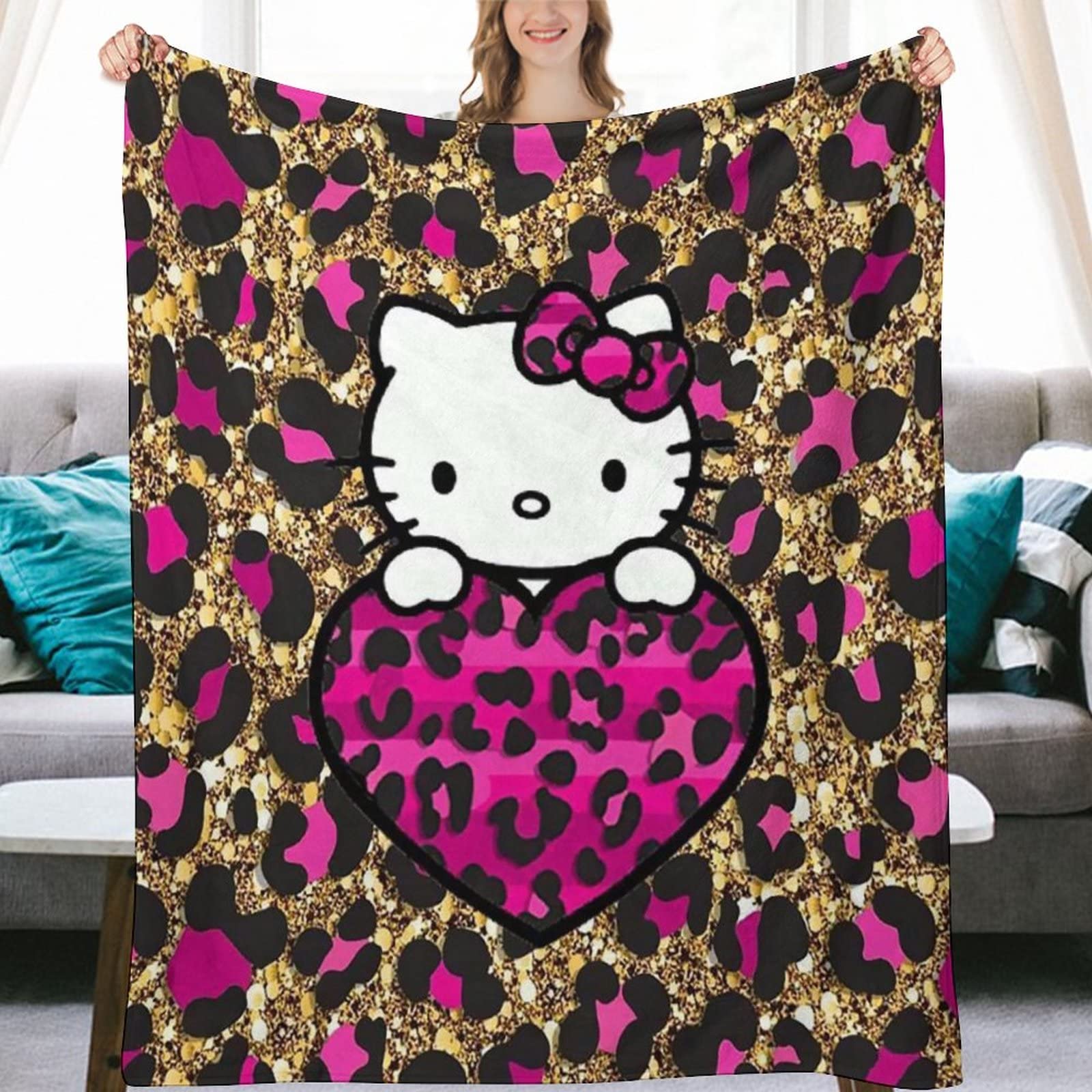 Amazon｜ハローキティ ヒョウ柄 毛布 シングル 冬用 ブランケット 100