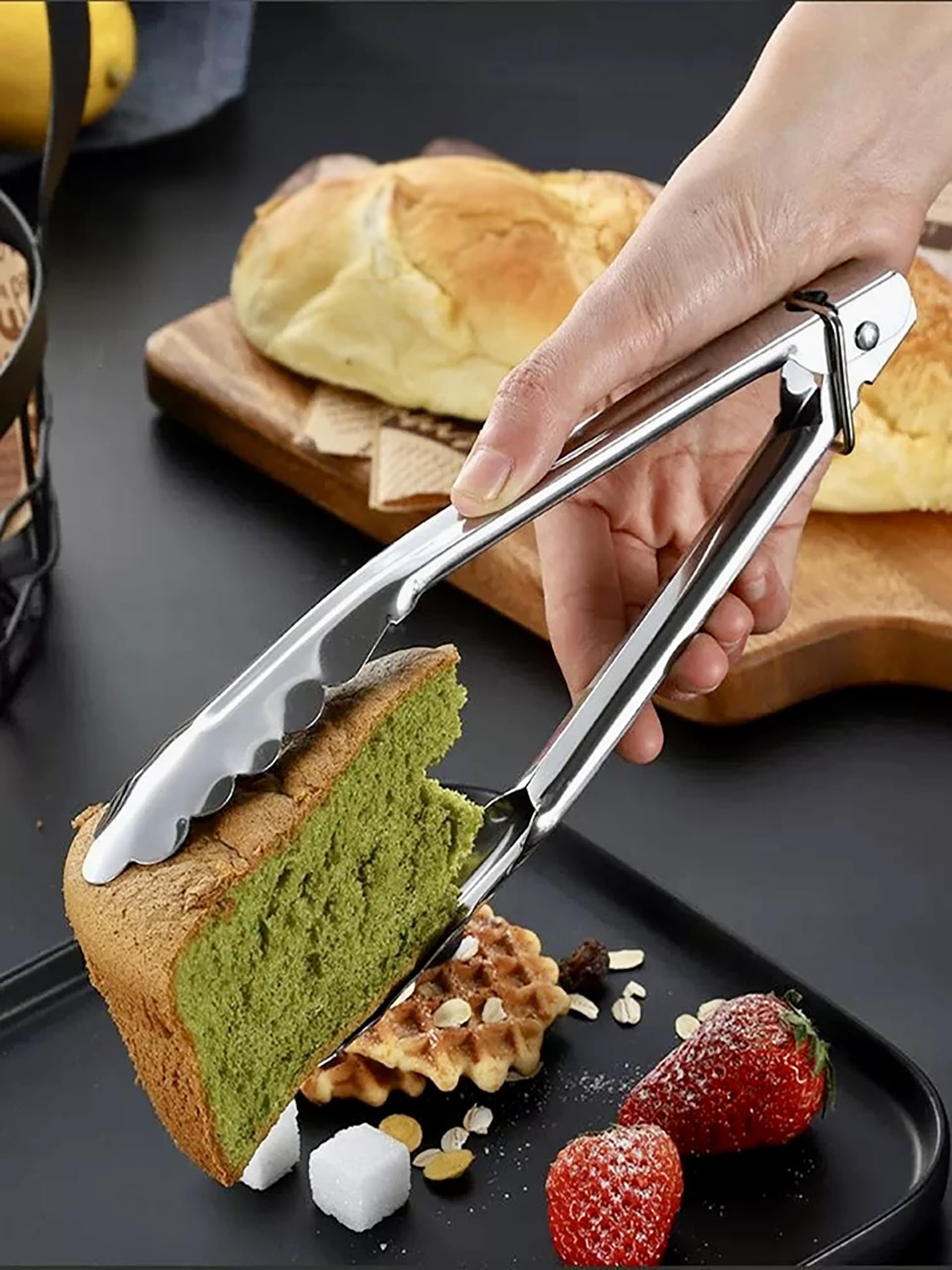 Pinze Da Cucina In Acciaio Inox 30 Cm - Professionali Per Carne, BBQ, Pasta Con Bloccaggio - Foto 6