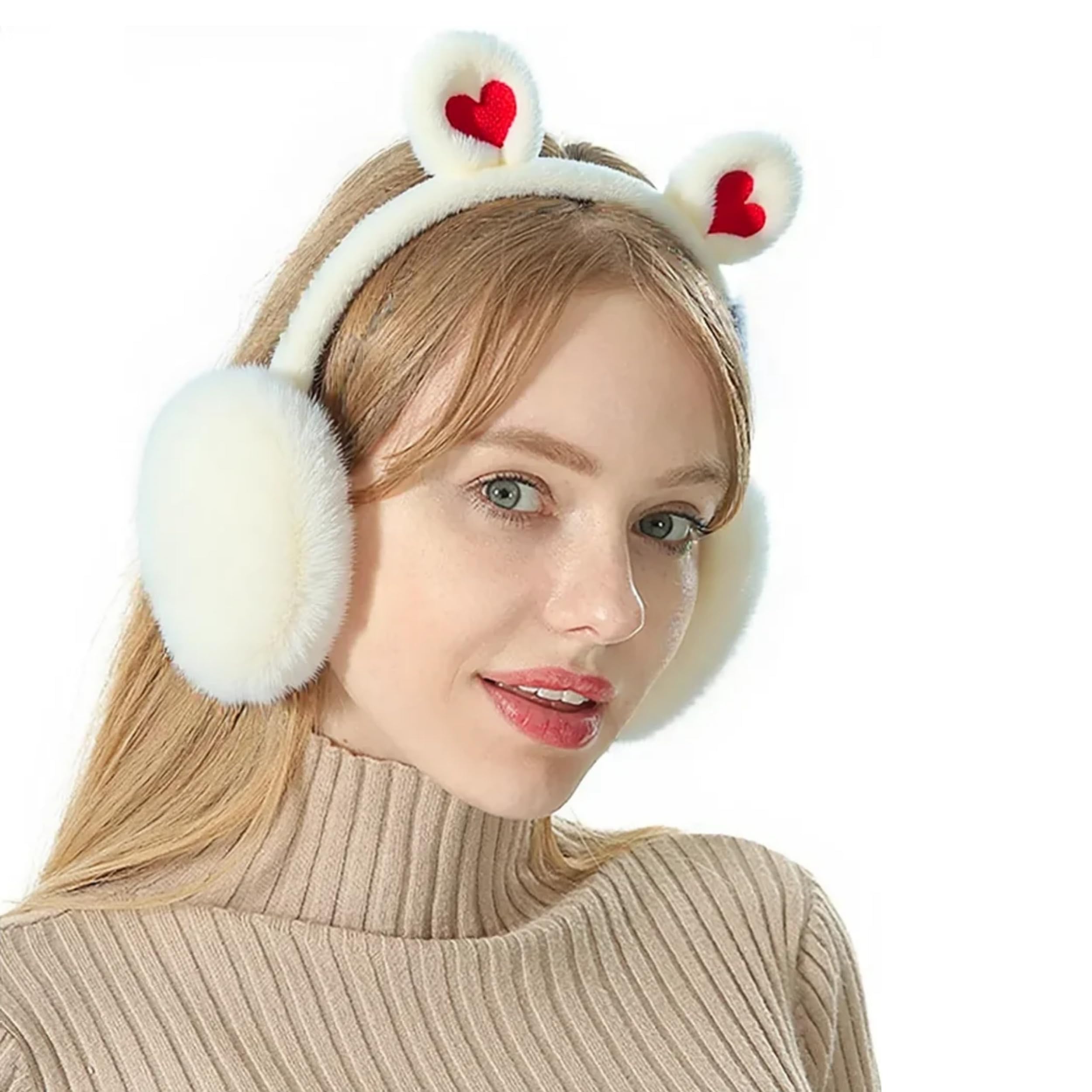 tomorrow fashion Winter Earmuffs for Women & Girls | Soft Furry Fleece Ear Warmers | Knit Ear Covers | Foldable, Lightweight Ear Muffs for Cold Weather, Outdoor, Travel Use-picture-14