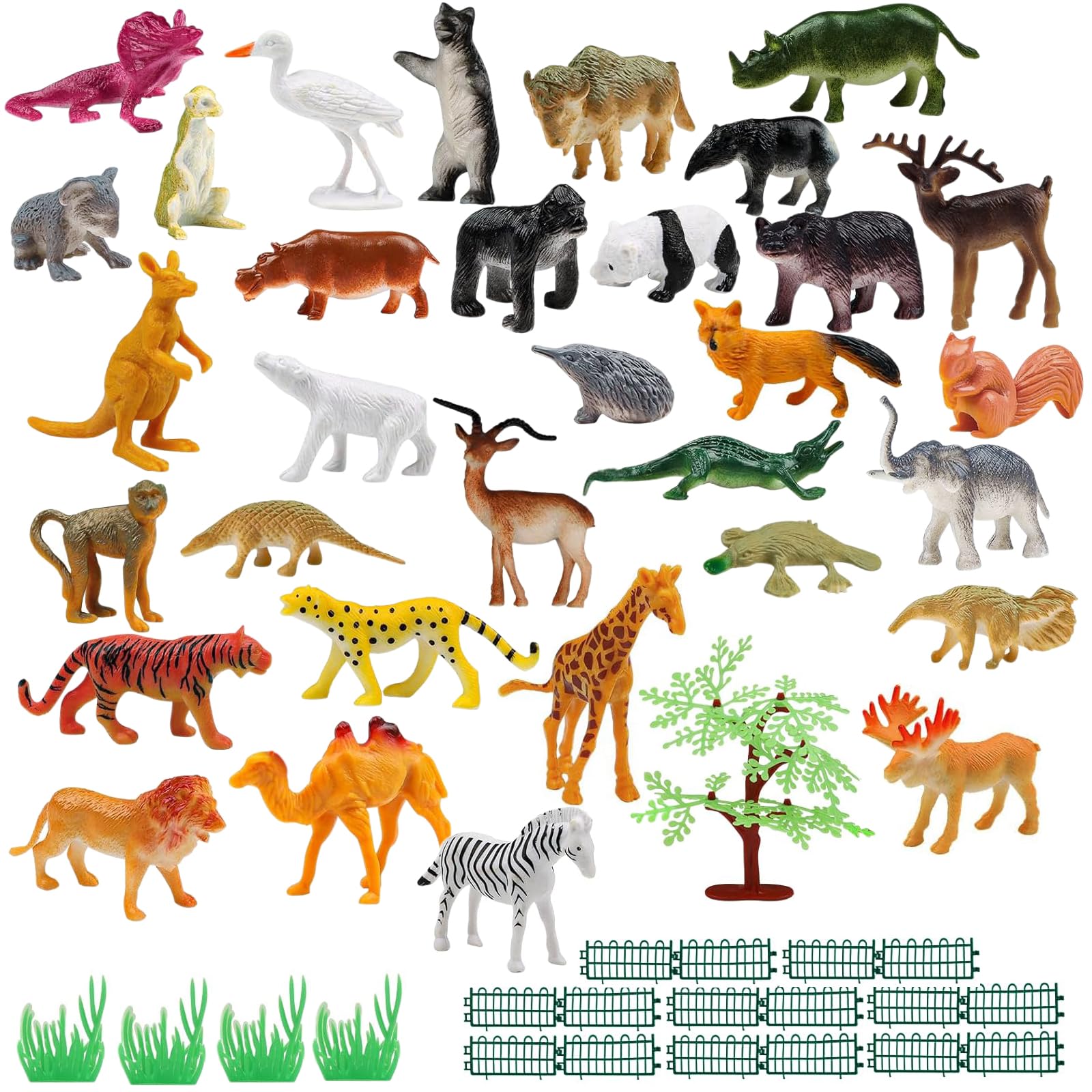 Pinowu Set Da 24 Mini Animali Selvatici E Della Giungla, Figurine In Plastica Resistente, Per Bambini, Bomboniere, Regali Di Compleanno E Giochi Educativi