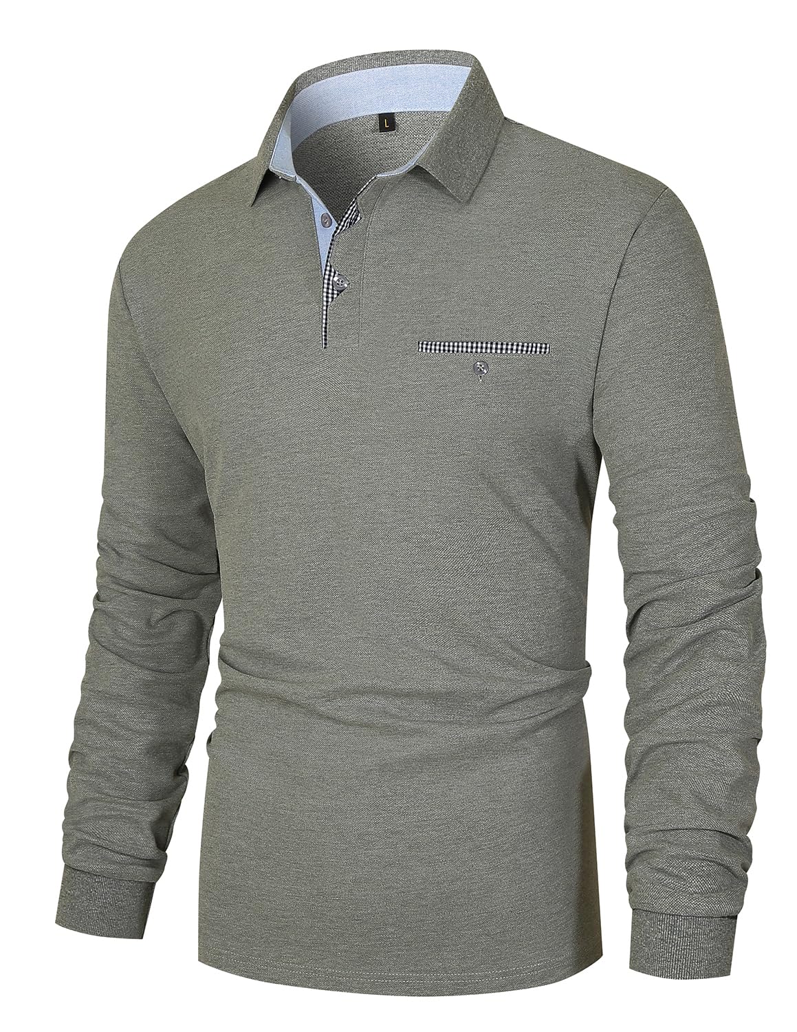 KUNJLELP 100% Cotone Polo da Uomo Manica Lunga Ricamo di Giraffa Maglietta Uniformi Polo da Lavoro per l'autunno e l'inverno