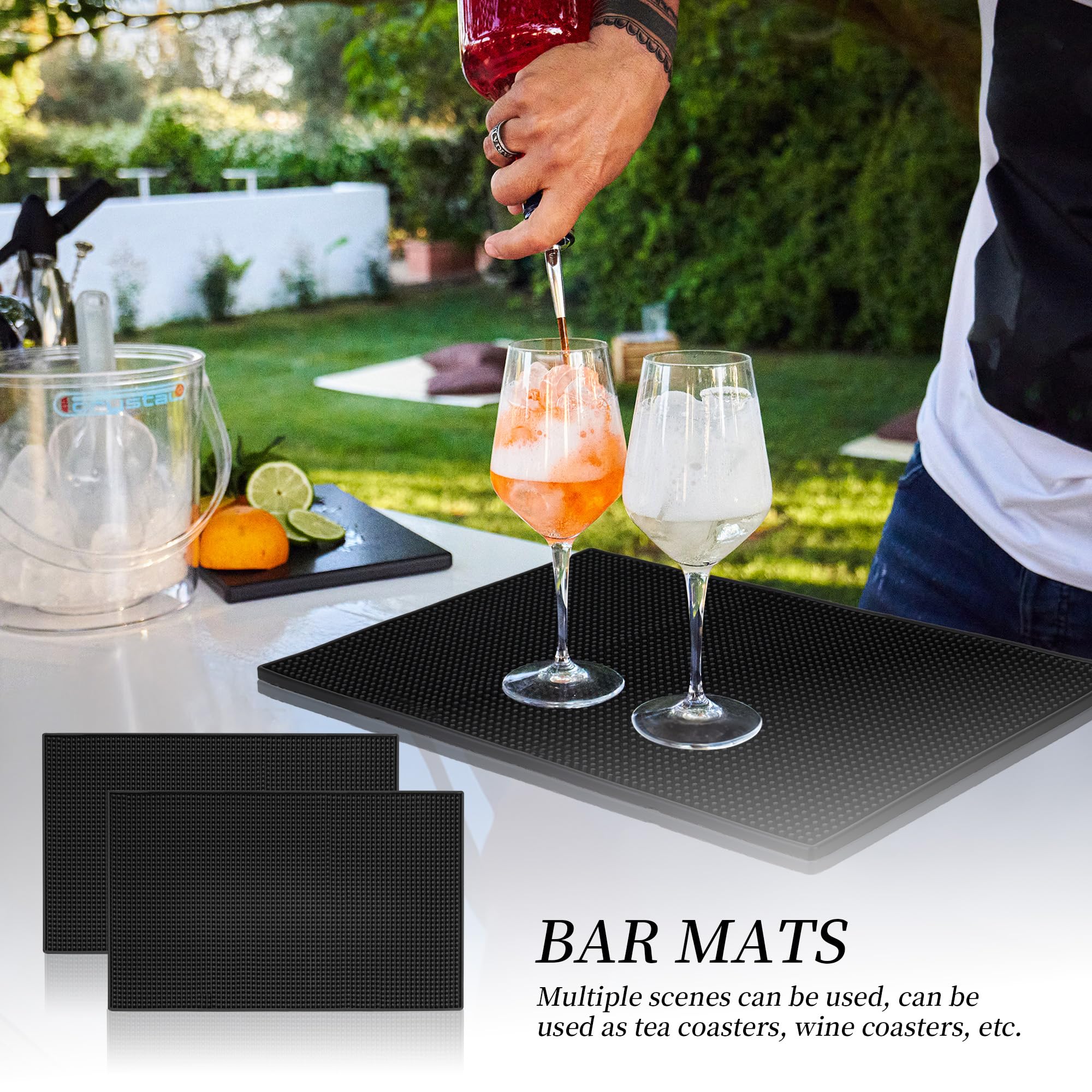 6 alfombrillas de goma para encimera de 45,7 x 30,5 cm, alfombrillas de silicona antideslizantes para bares, secado y derrames para restaurantes, color negro