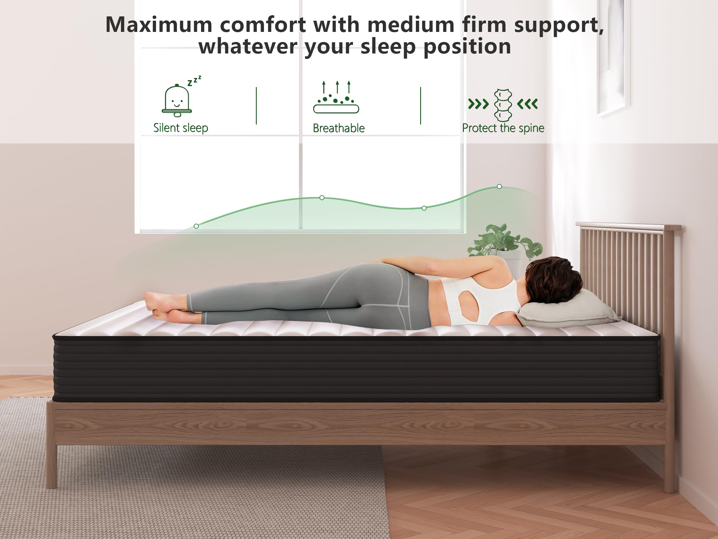 Matelas Mousse 140x200 Epaisseur 22CM,Doux,Confortable,Respirant