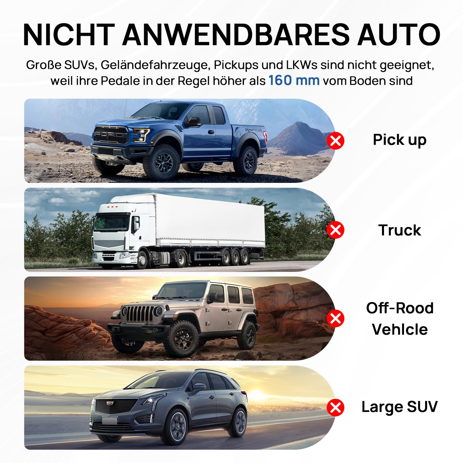 Pedalschloss Diebstahlsicherung für Auto Bremse Kupplung, Schwerer Edelstahl Wegfahrsperre, Bremssperre und Kupplungssperre für Auto SUV (V15)