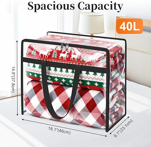 Miniatura 3 de Paquete de 4 bolsas de almacenamiento, contenedores transparentes para almacenamiento debajo de la cama y organizadores de armario, bolsas plegables