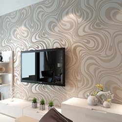 Friso Pared Madera Blanca HANMERO® Murales decorativos pared papel pintado rayas no tejido papel de pared dormitorios/salón/hotel/fondo de TV/color blanco plateado, 0.7M*8.4M
