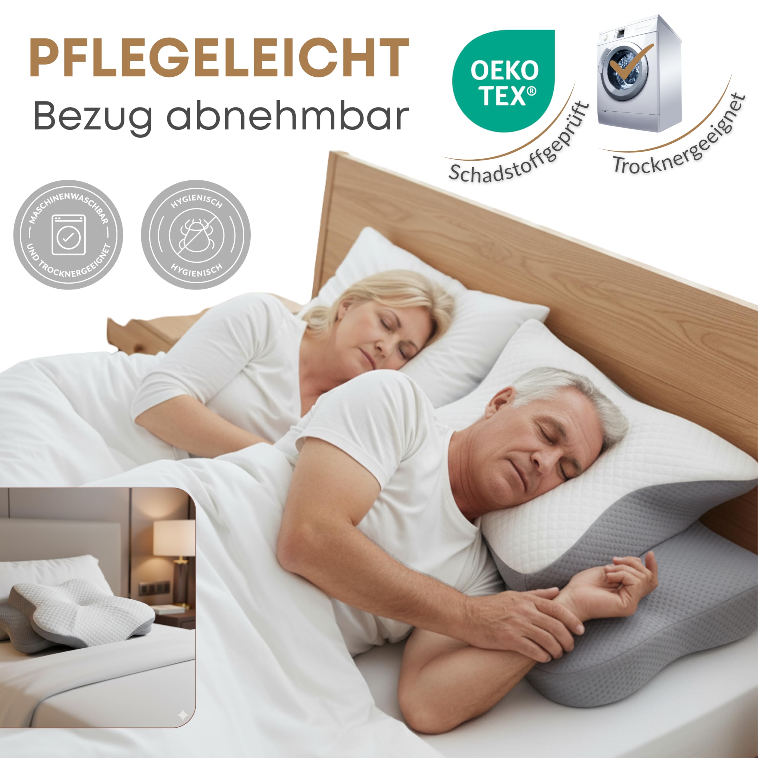 sei Design Nackenkissen Memory Foam Kissen – Orthopädisches Nackenstützkissen, Oeko-TEX® ergonomisches Kopfkissen, Cooling & Lyocell Bezug, für Rücken- und Seitenschläfer