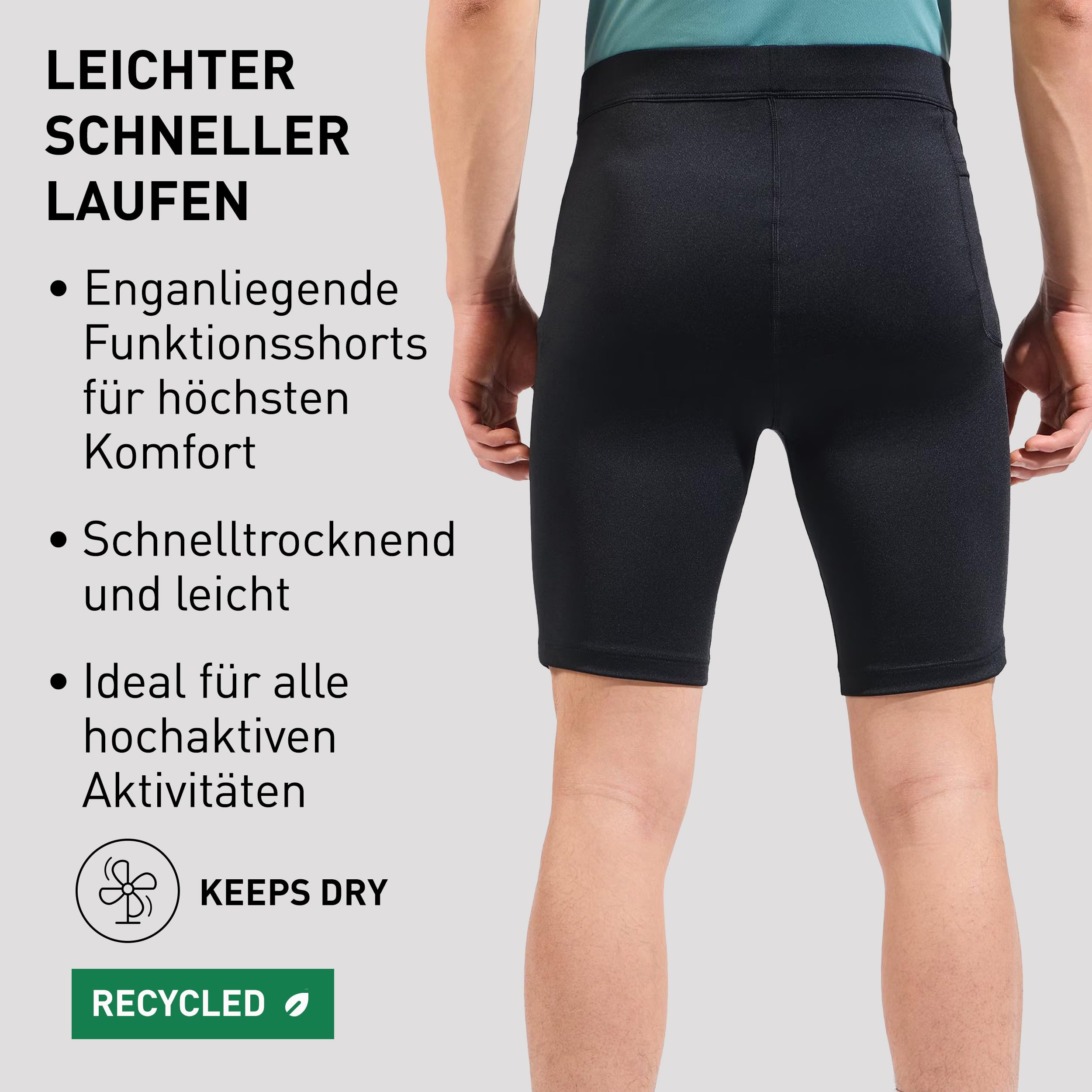Odlo Essential Short Tights Herren Laufshort | Fitness- und Kompressionsshort mit verbesserte Passform | Hoher Komfort | Herren