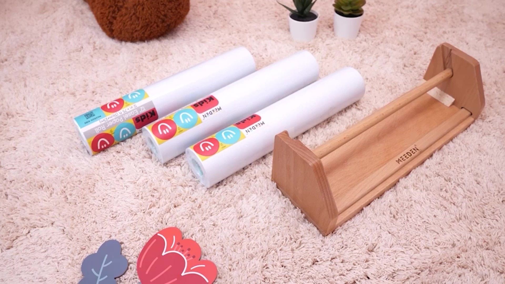 Chevalet Enfant MEEDEN En Bois De Hêtre Avec Rouleaux De Papier - Distributeur Portable Pour Dessin Créatif