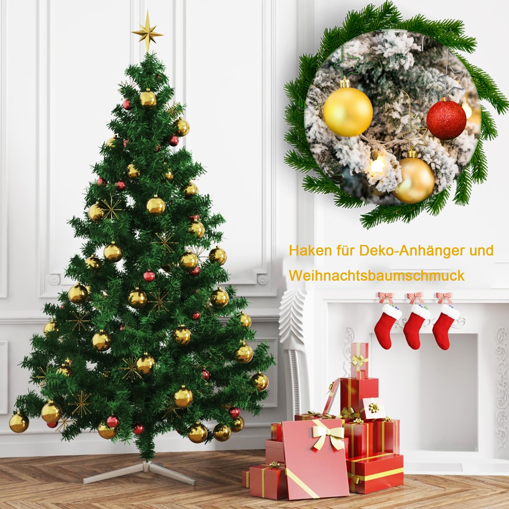 60 Ganci A Forma Di Stella S In Metallo Oro Per Palline Di Natale – Misura 2x5 Cm, In Acciaio Inox, Riutilizzabili, Per Decorazioni Albero, Ghirlande E Addobbi