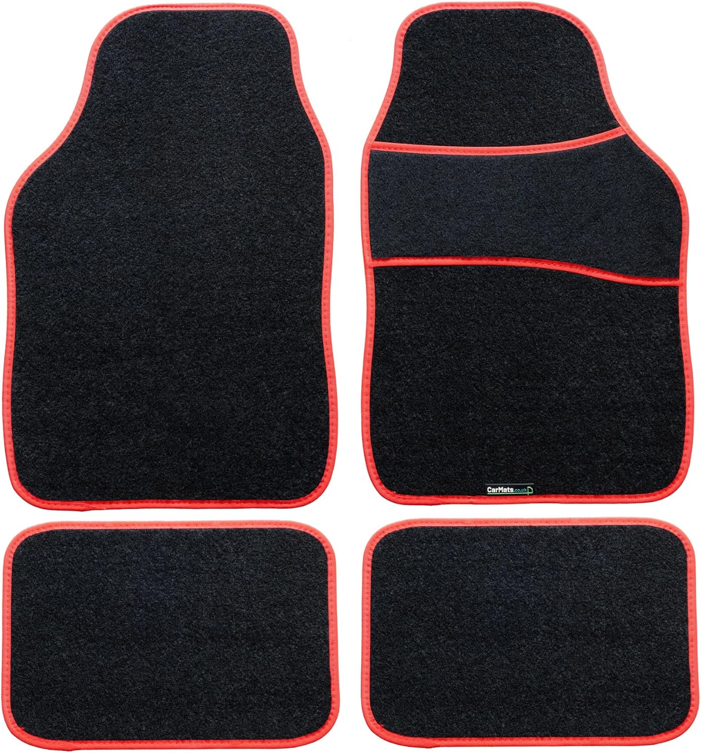 CarMats.co.uk Universal Car Mats Red Trim Black Carpet Right Hand